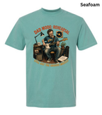 A seafoam green short-sleeve t-shirt with a vintage-style graphic of a man playing an electric guitar in a music studio. The graphic features the text 'DAD MODE: REHEARSAL' and 'TILL DEATH DO US PART'.