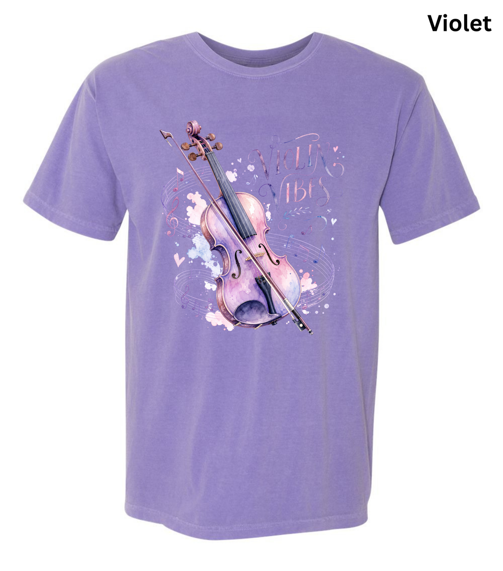 Violin Vibes T-Shirt | Watercolor Violin Graphic Tee for Violinists, Orchestra Musicians & Music Lovers