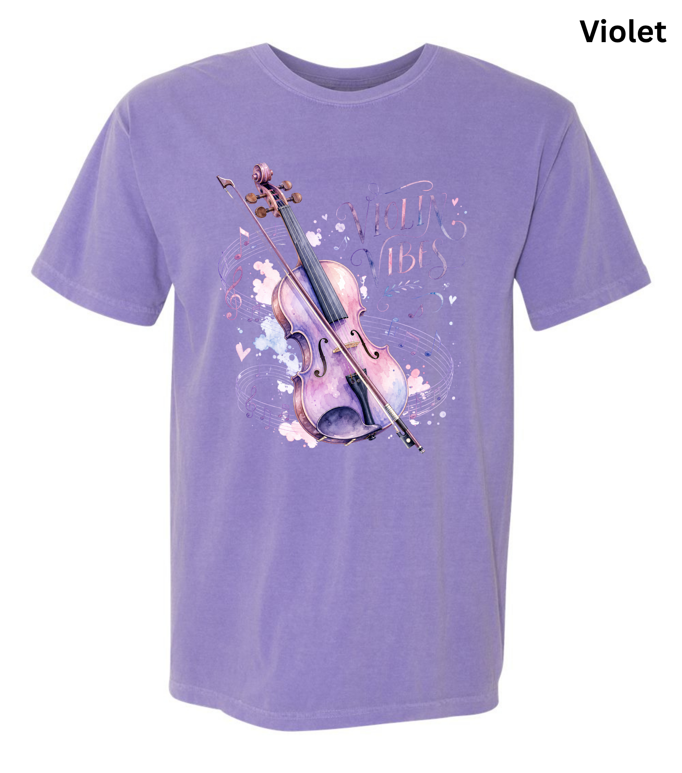 Violin Vibes T-Shirt | Watercolor Violin Graphic Tee for Violinists, Orchestra Musicians & Music Lovers