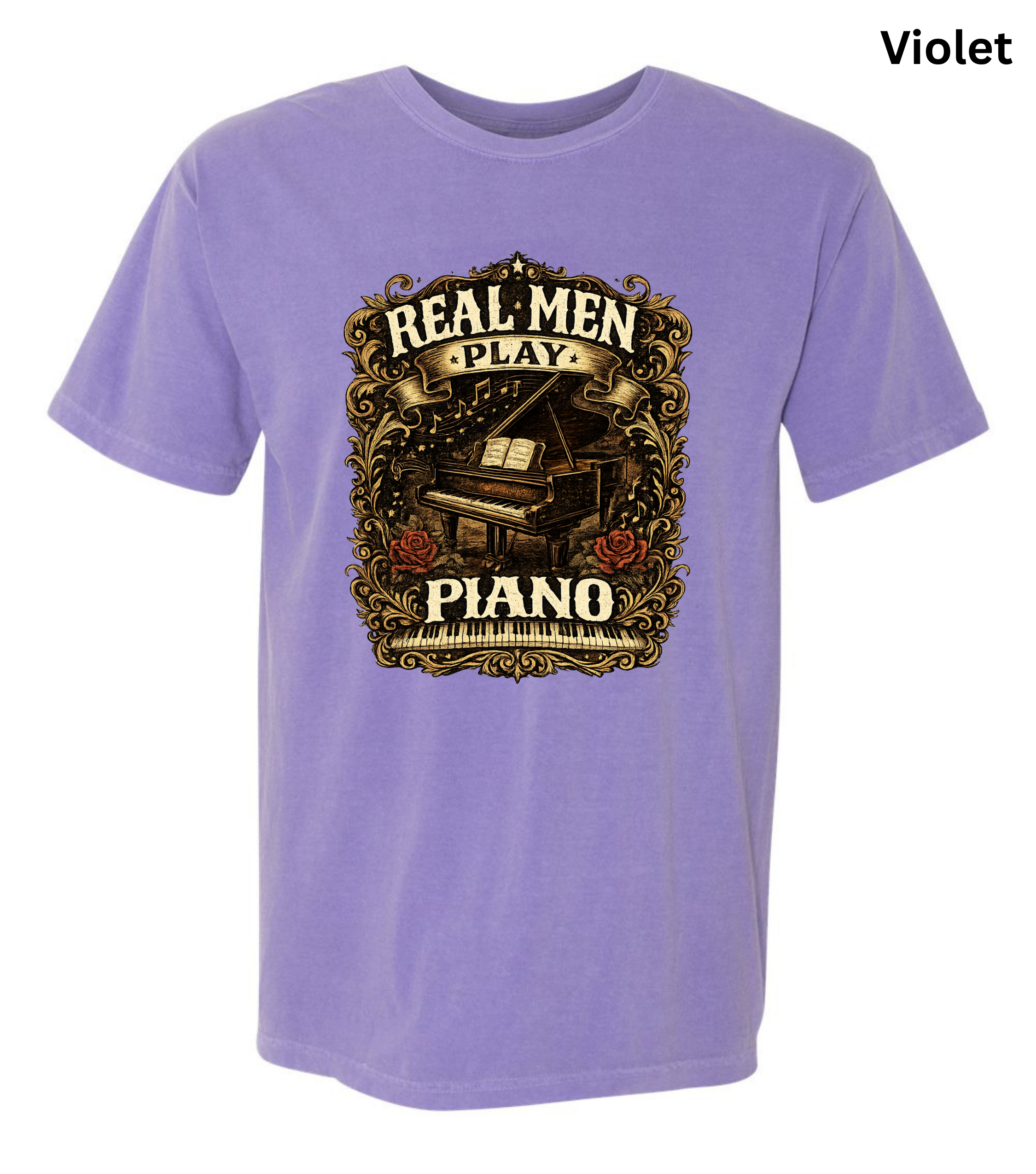 Real Men Play Piano T-Shirt | Funny Pianist Shirt | Vintage Piano Tee | Grand Piano Graphic Shirt | Classical Music Lover Gift | Musician Apparel