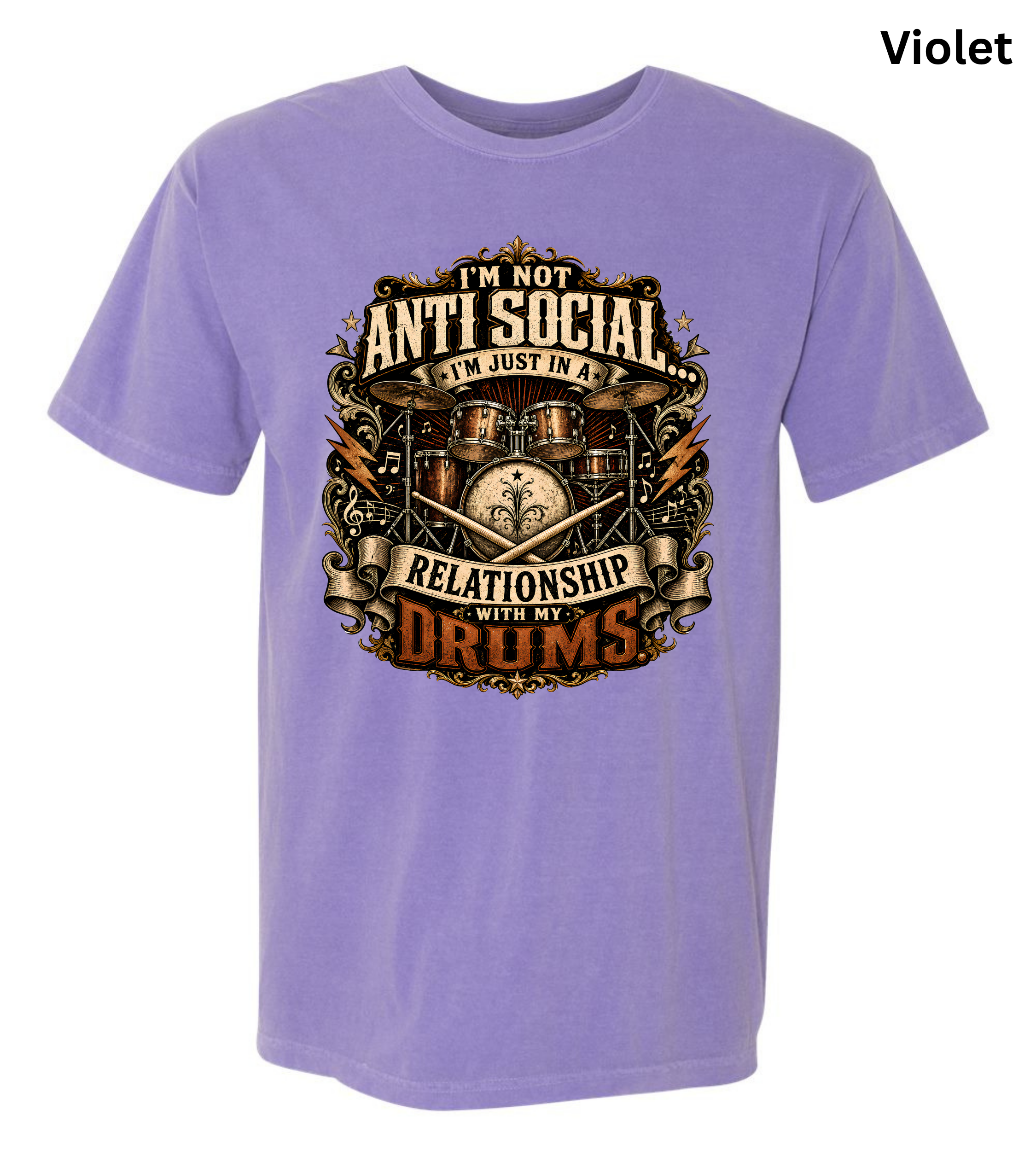 I'm Not Anti Social I'm Just in a Relationship With My Drums T-Shirt | Funny Drummer Shirt | Vintage Drum Set Tee | Drummer Gift | Musician Apparel