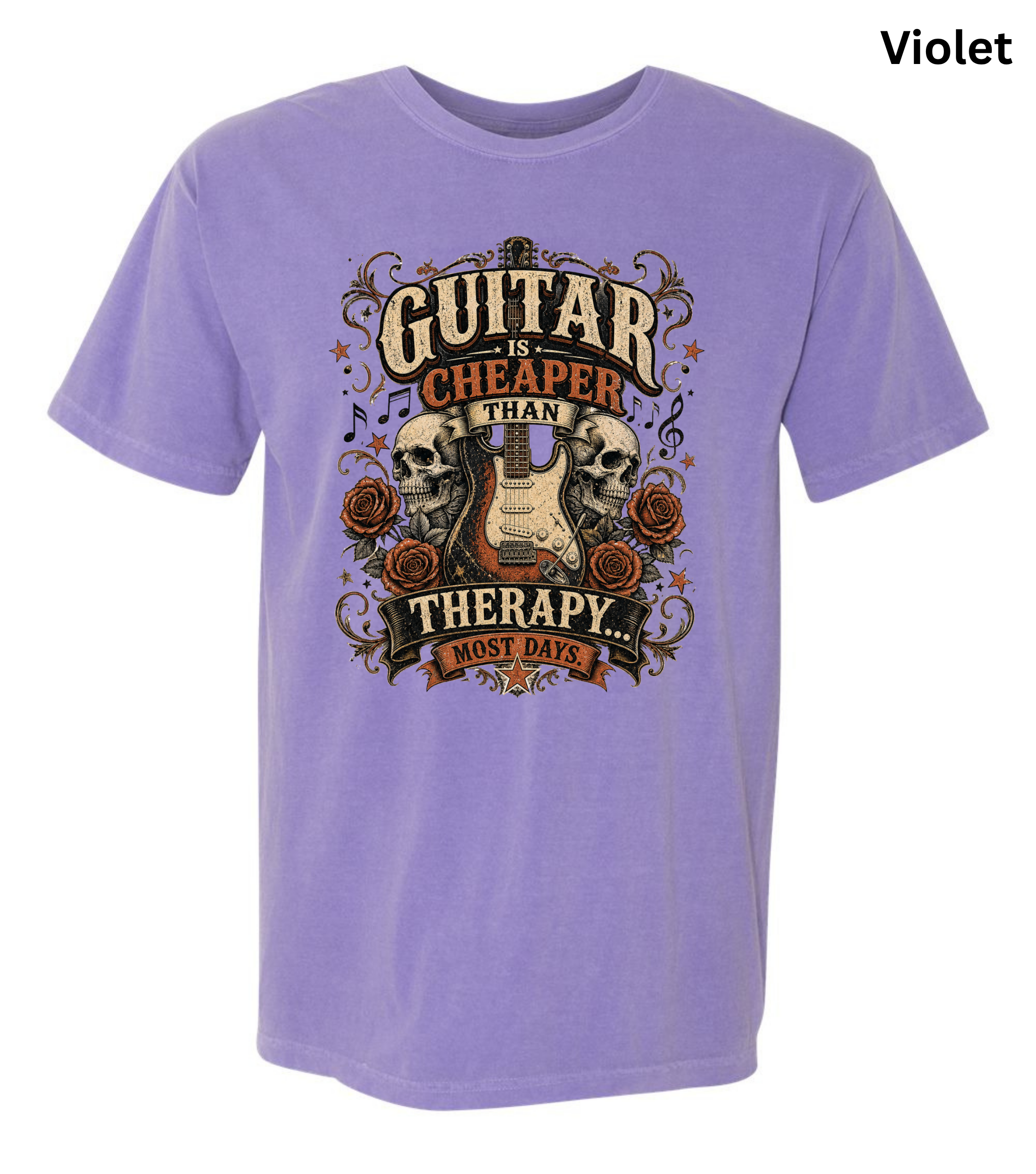 Guitar Is Cheaper Than Therapy Shirt | Funny Guitar Player T-Shirt | Vintage Guitar Tee | Rock Music Shirt | Guitarist Gift | Musician Graphic Tee