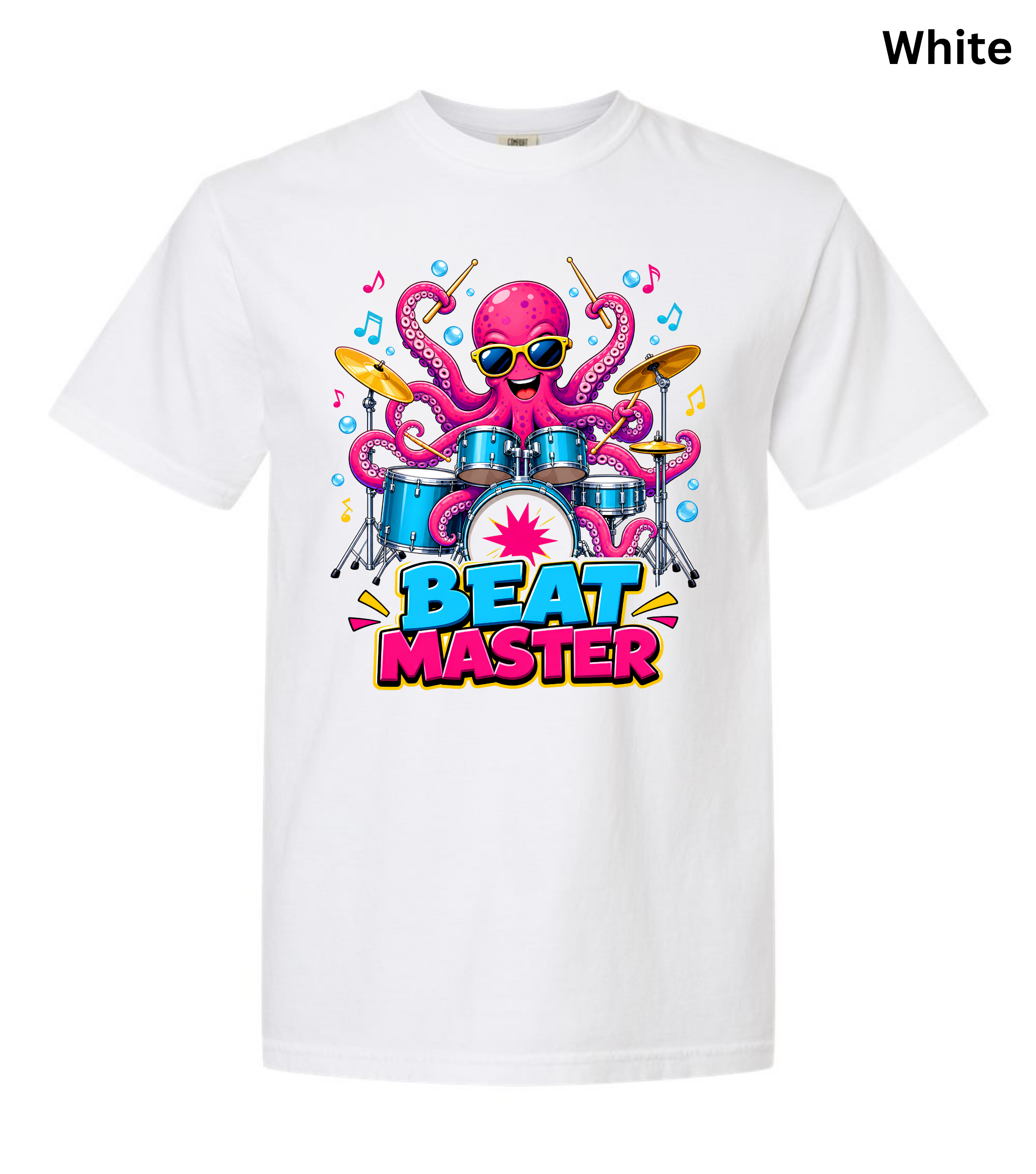 Beat Master Drummer Octopus T-Shirt | Funny Drum Player Tee | Drummer Graphic Shirt | Music Lover Gift | Cute Octopus Drum Set Tee | Unisex Music Apparel
