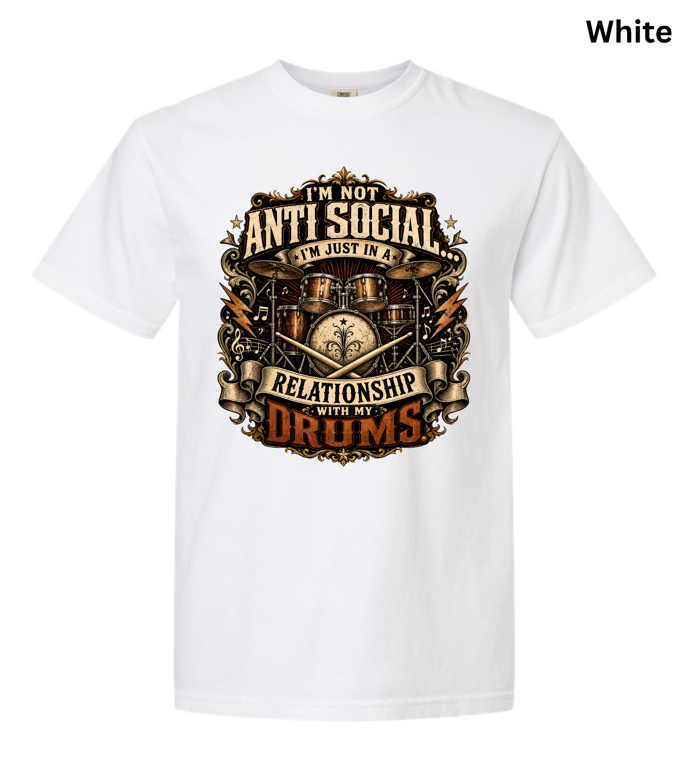 I'm Not Anti Social I'm Just in a Relationship With My Drums T-Shirt | Funny Drummer Shirt | Vintage Drum Set Tee | Drummer Gift | Musician Apparel