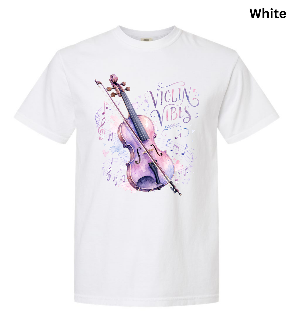 Violin Vibes T-Shirt | Watercolor Violin Graphic Tee for Violinists, Orchestra Musicians & Music Lovers