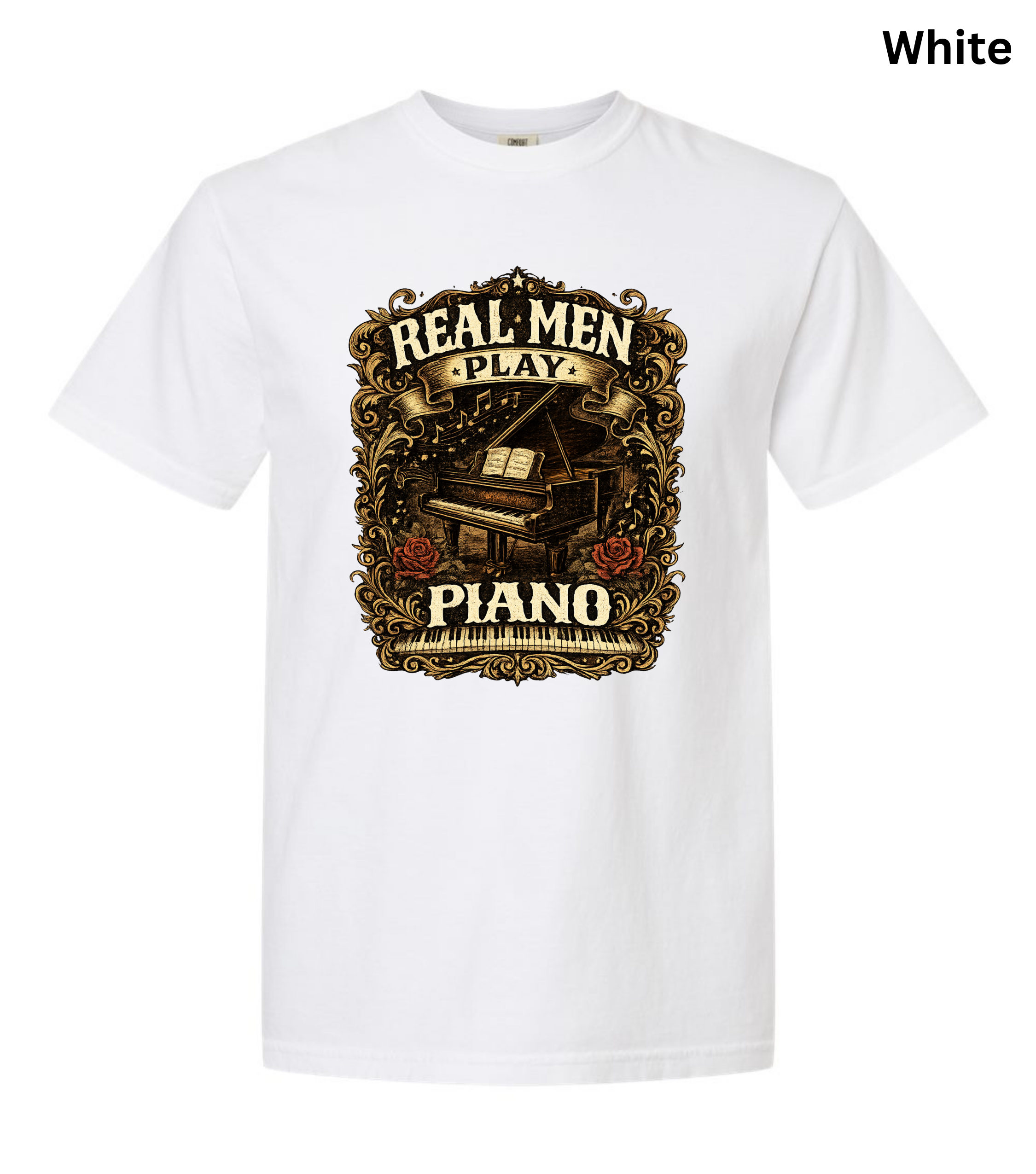 Real Men Play Piano T-Shirt | Funny Pianist Shirt | Vintage Piano Tee | Grand Piano Graphic Shirt | Classical Music Lover Gift | Musician Apparel