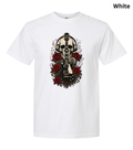 Skull & Roses Electric Guitar T-Shirt - Vintage Rock Headphone Design for Musicians