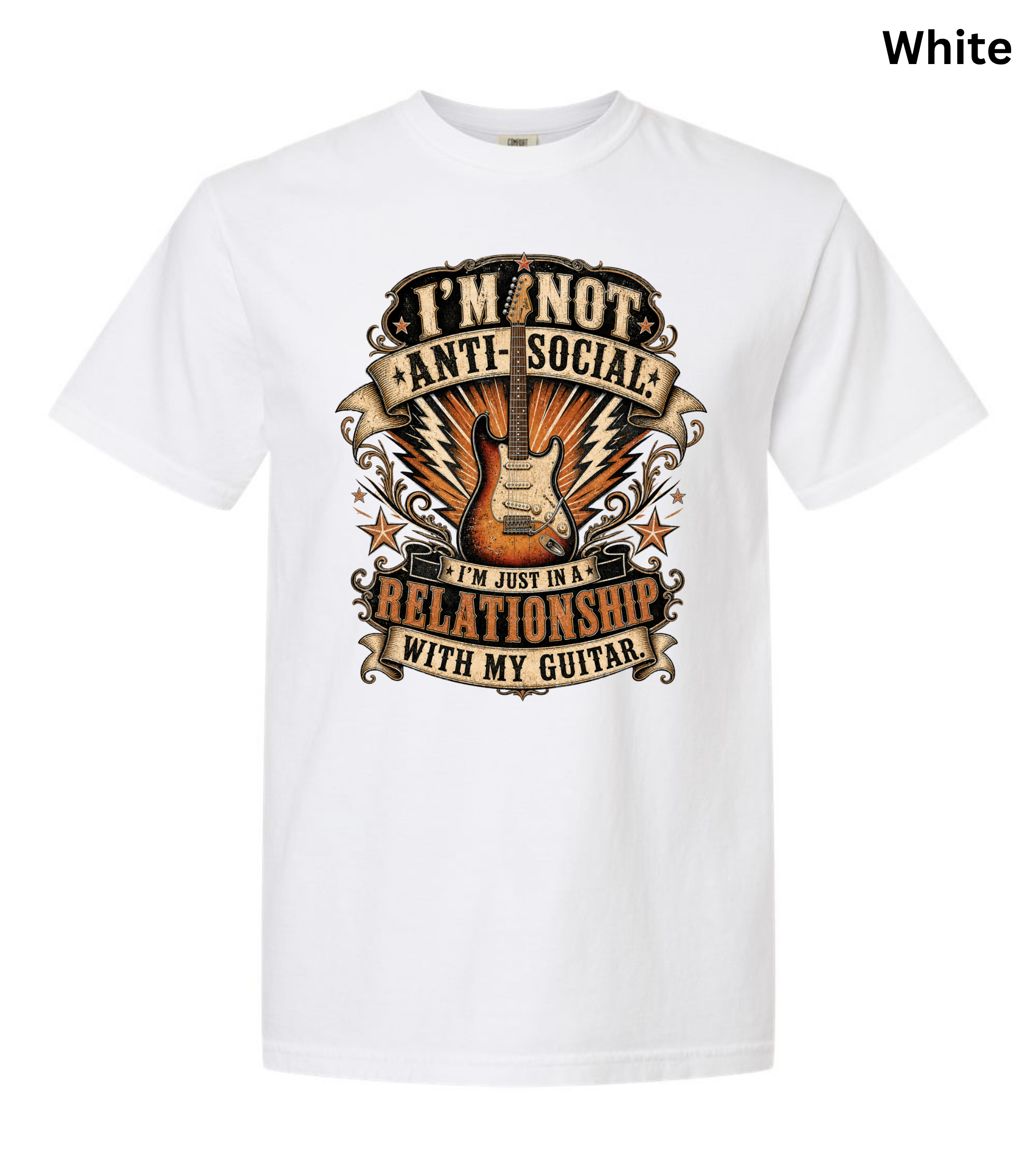 I'm Not Anti Social I'm Just in a Relationship with My Guitar Shirt | Funny Guitar Player T-Shirt | Vintage Musician Tee | Rock Guitar Gift
