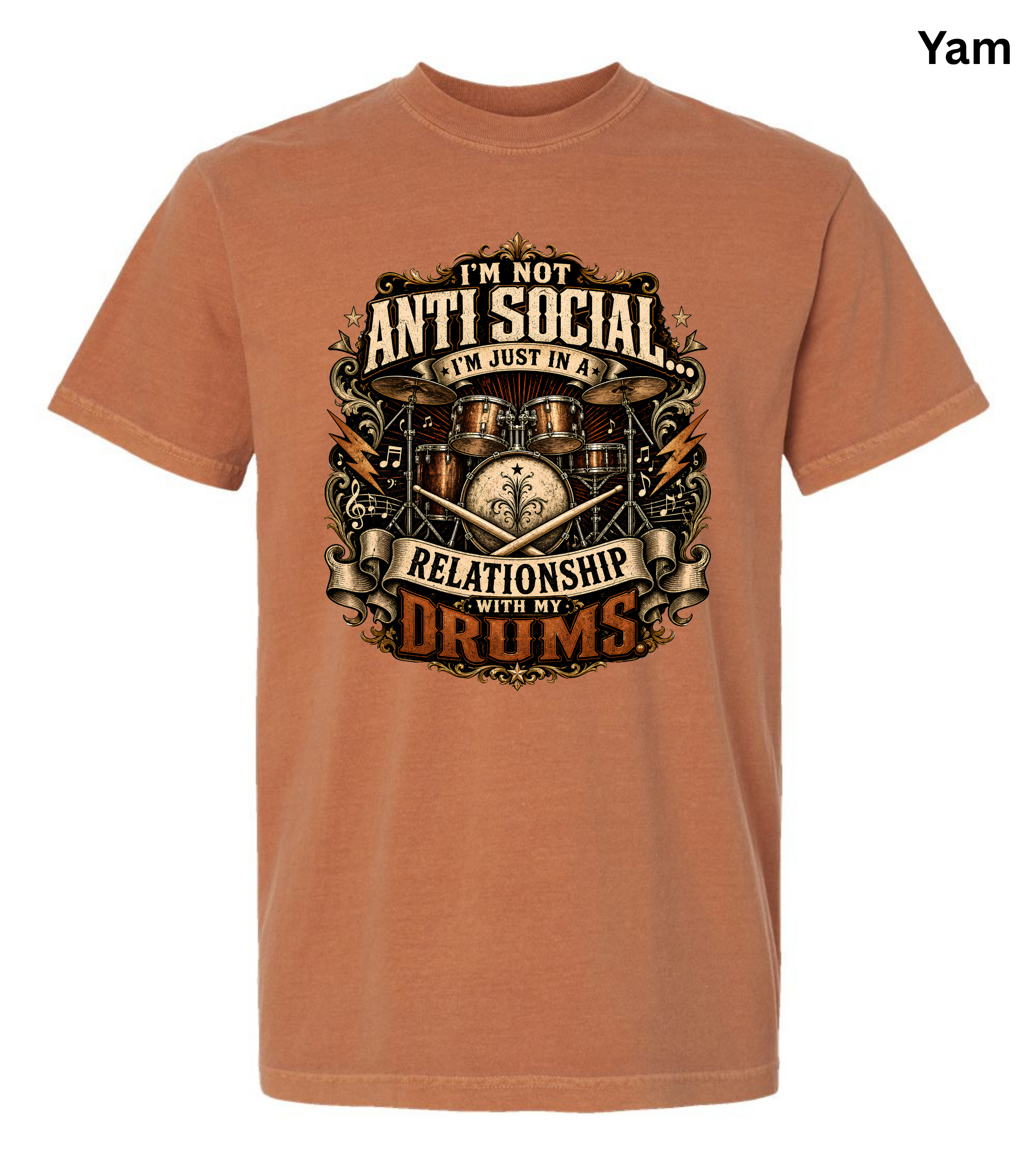 I'm Not Anti Social I'm Just in a Relationship With My Drums T-Shirt | Funny Drummer Shirt | Vintage Drum Set Tee | Drummer Gift | Musician Apparel