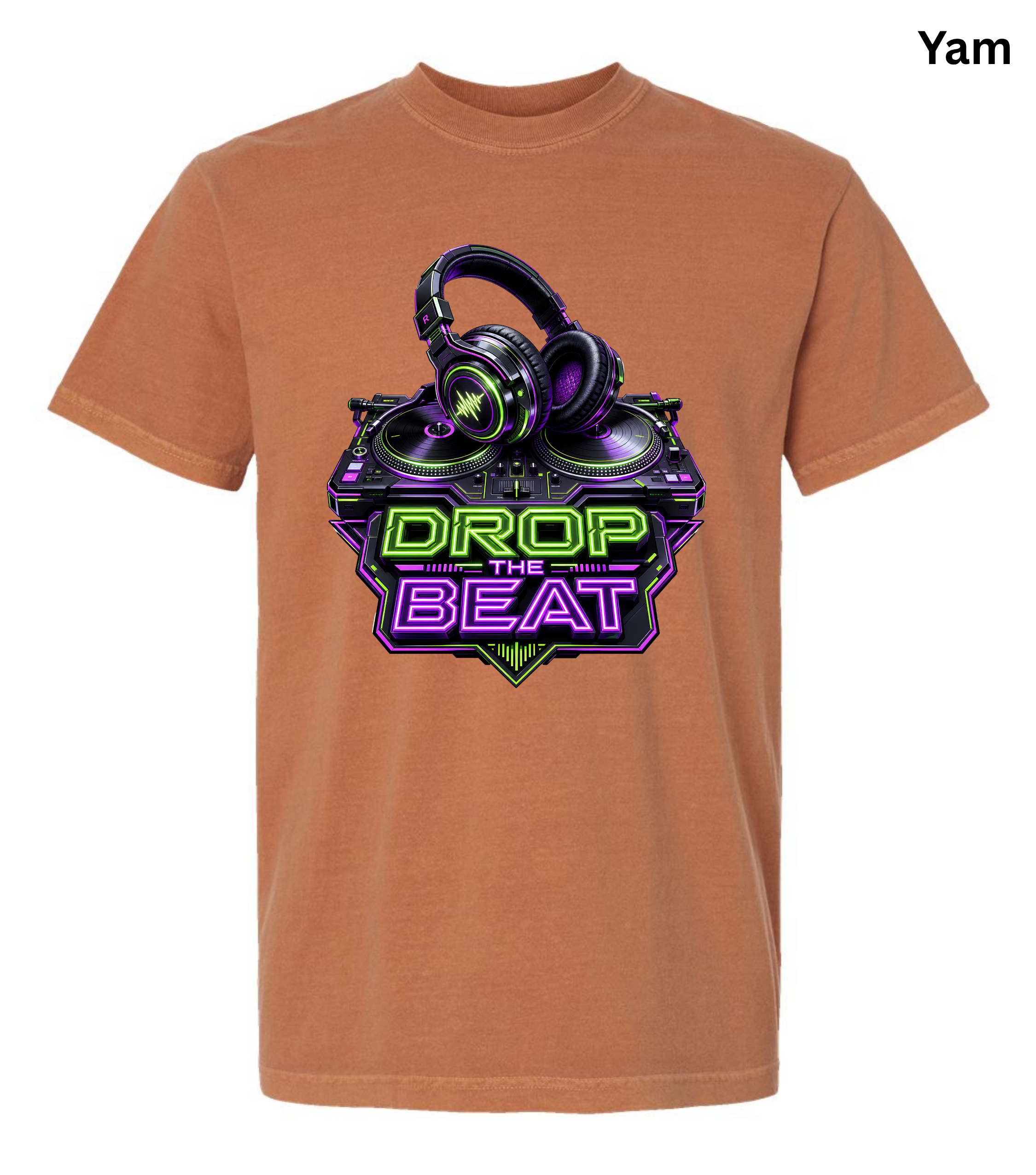 Drop the Beat DJ T-Shirt | Neon DJ Headphones & Turntable Graphic Tee for DJs, EDM & Electronic Music Lovers