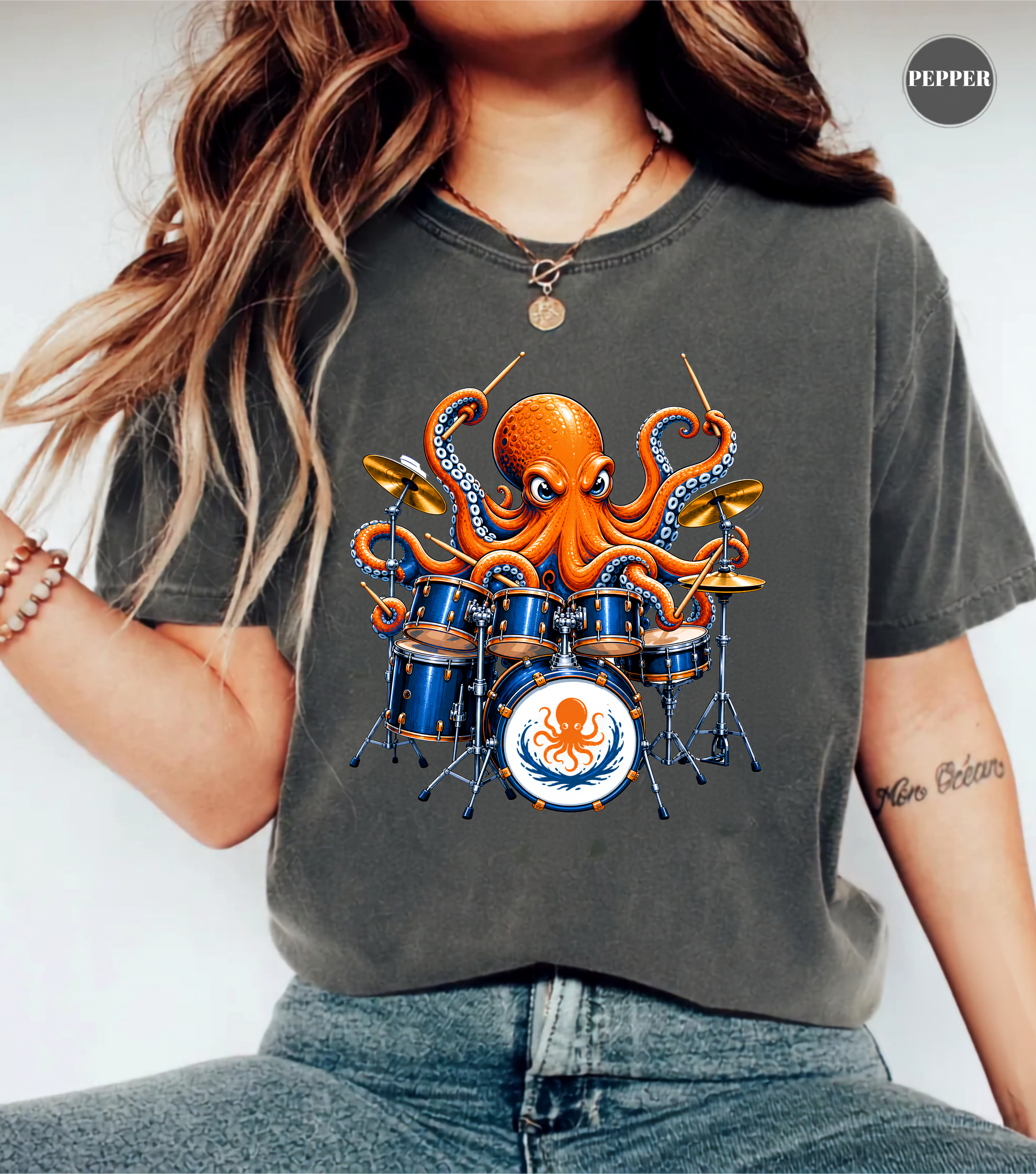 Funny Octopus Drummer T-Shirt | Drumming Octopus Graphic Tee | Cute Drum Player Shirt | Music Lover Gift | Drummer Apparel | Marine Animal Shirt