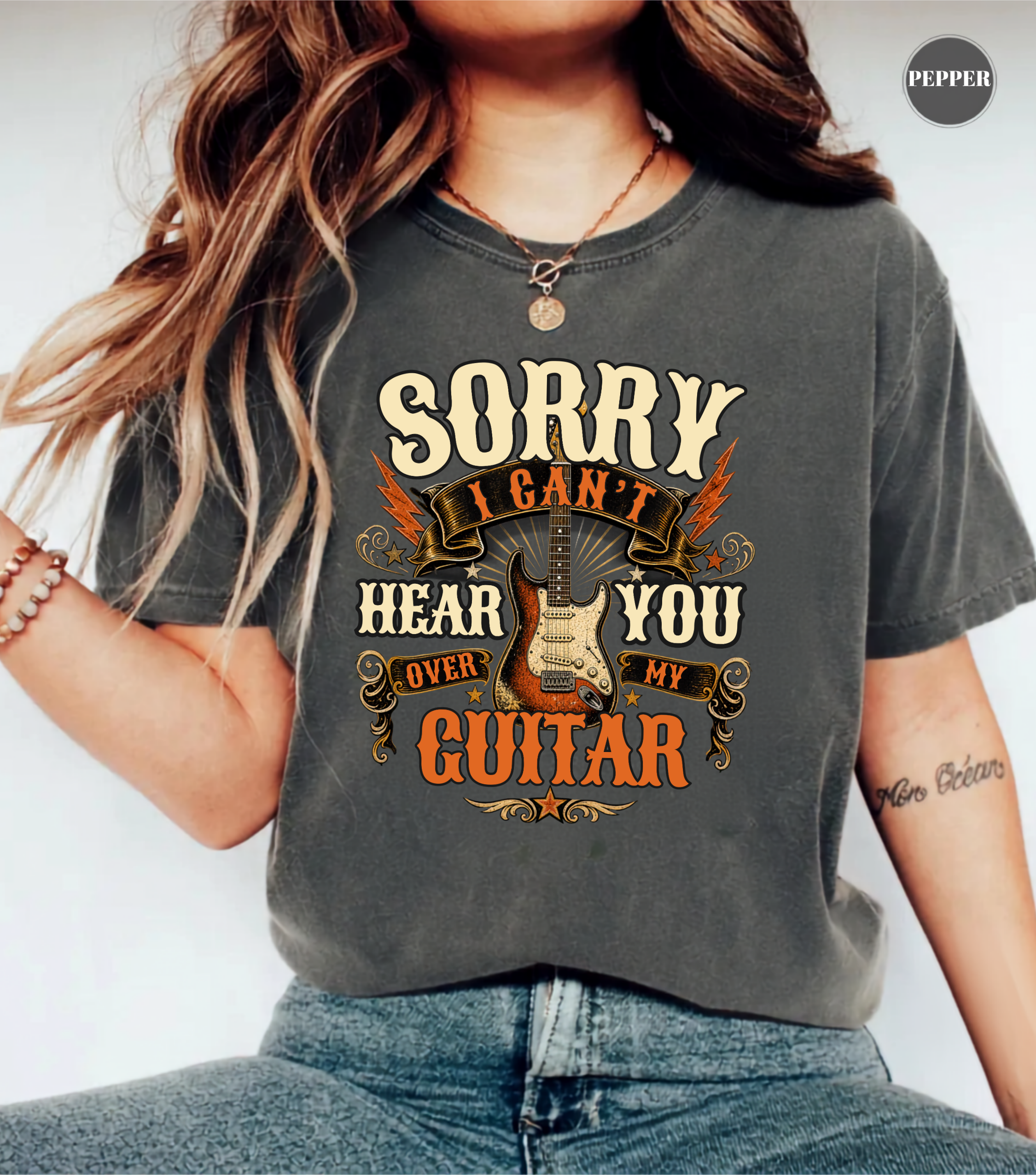 Sorry I Can't Hear You Over My Guitar Shirt | Funny Guitar Player T-Shirt | Vintage Guitar Tee | Rock Music Shirt | Guitarist Gift | Music Lover Apparel
