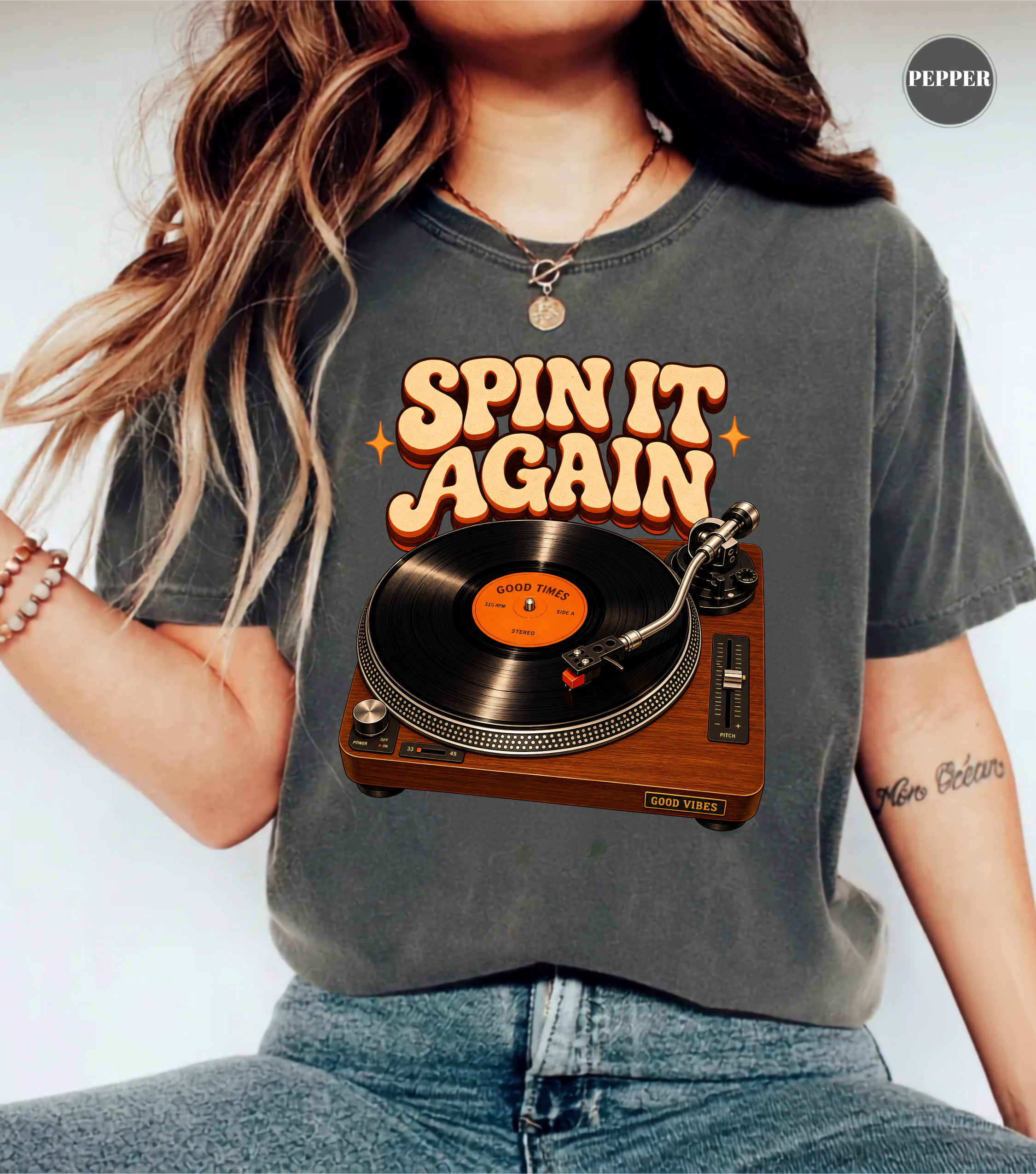 Spin It Again Vintage Record Player T-Shirt | Vinyl Record Lover Tee | Retro Turntable Shirt | Music Lover Graphic Tee | DJ Gift | Vinyl Collector Apparel