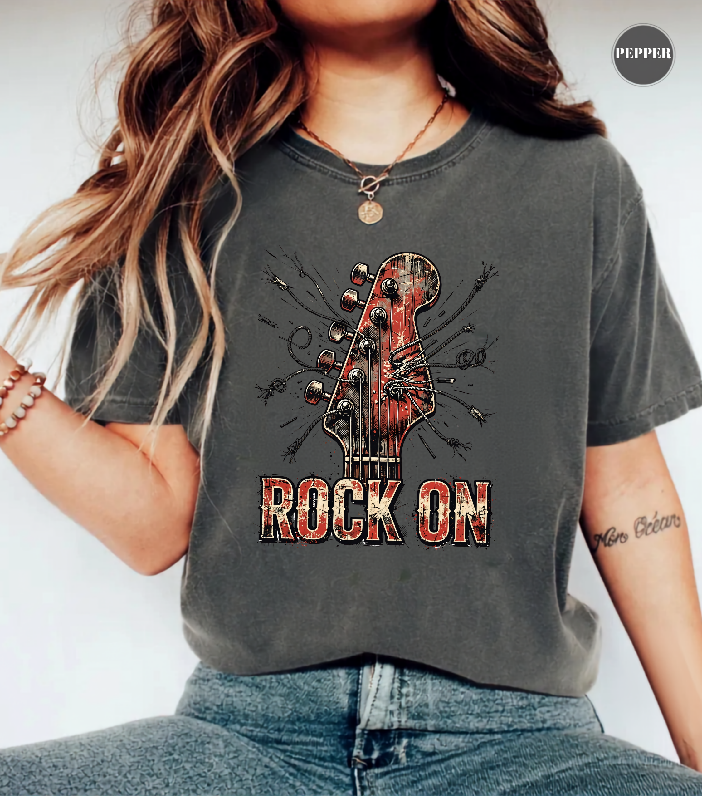 Rock On Guitar T-Shirt | Vintage Rock Music Tee | Guitar Player Shirt | Music Lover Graphic Tee | Rock Band Shirt | Musician Gift for Men & Women