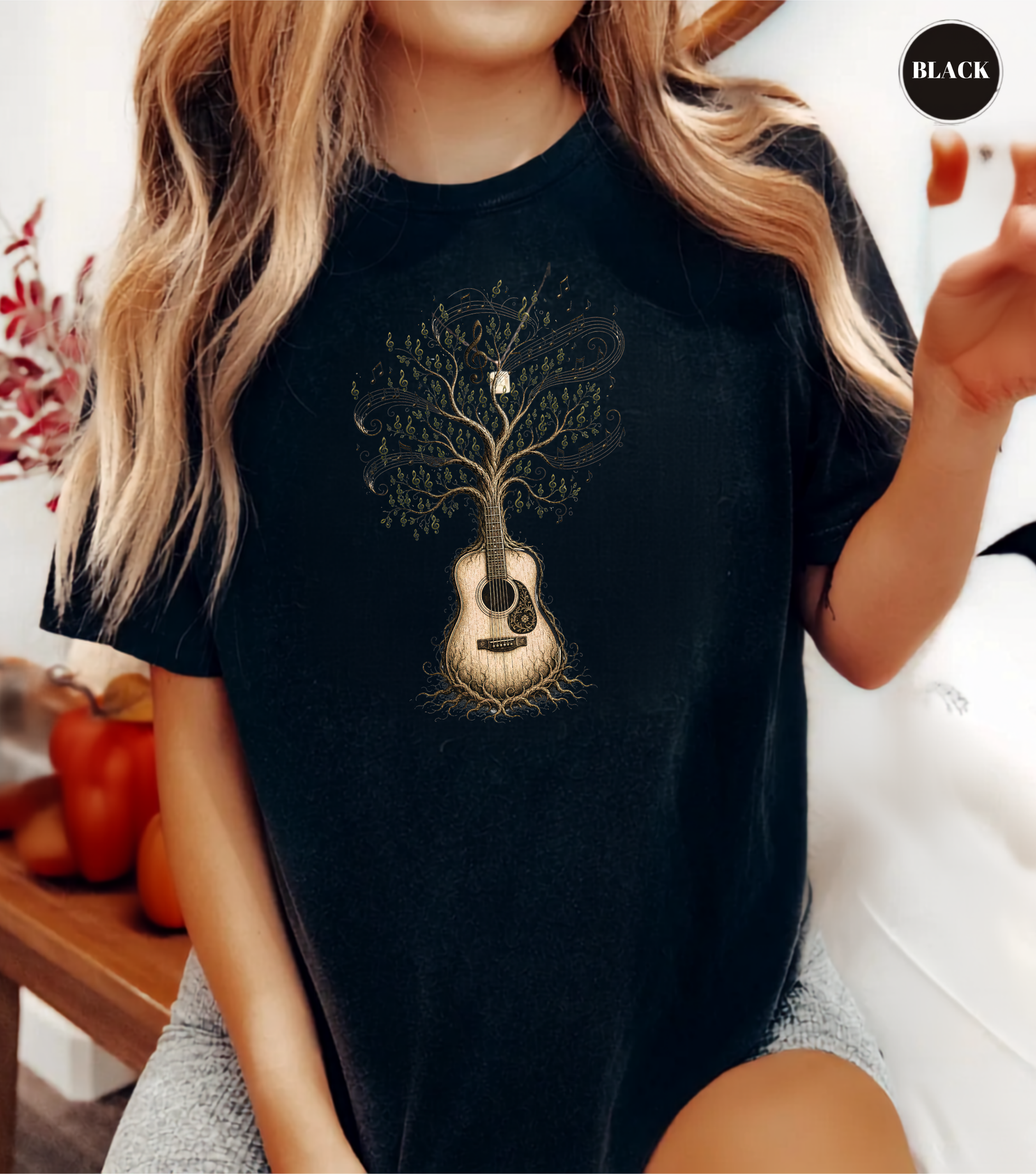 Acoustic Guitar Tree Graphic Tee - Music Lover T Shirt | Guitar Centre Gift