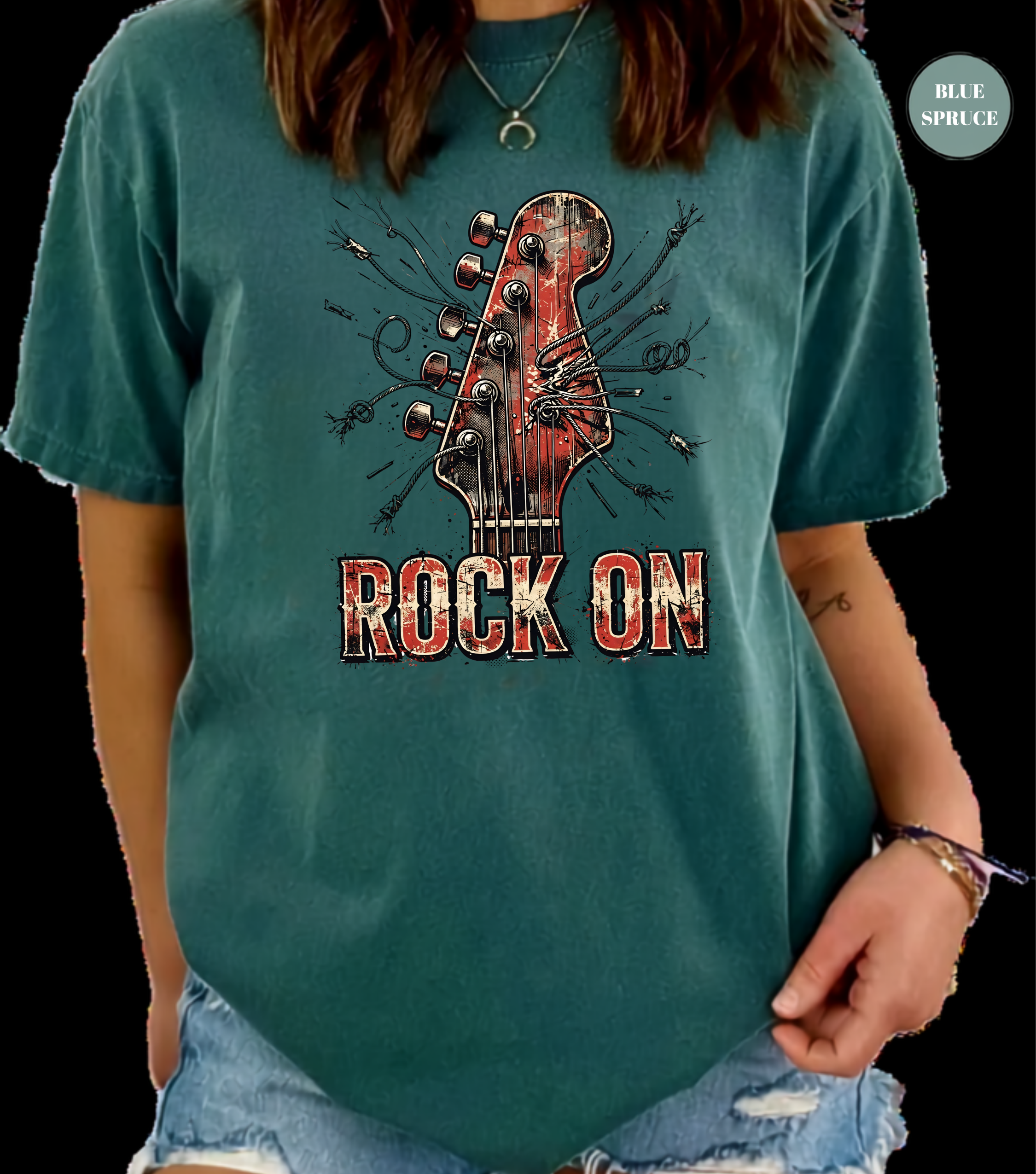 Rock On Guitar T-Shirt | Vintage Rock Music Tee | Guitar Player Shirt | Music Lover Graphic Tee | Rock Band Shirt | Musician Gift for Men & Women