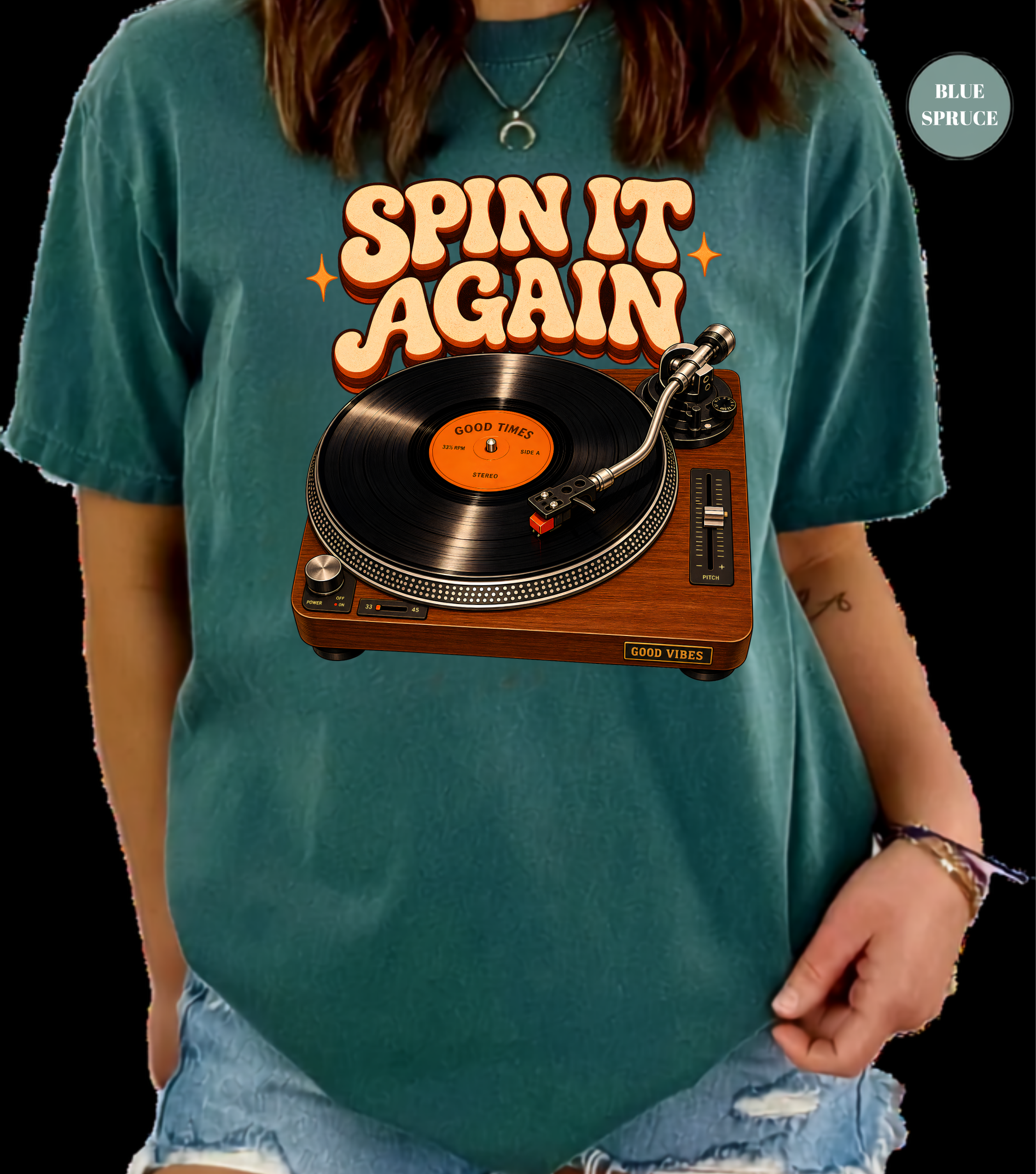 Spin It Again Vintage Record Player T-Shirt | Vinyl Record Lover Tee | Retro Turntable Shirt | Music Lover Graphic Tee | DJ Gift | Vinyl Collector Apparel