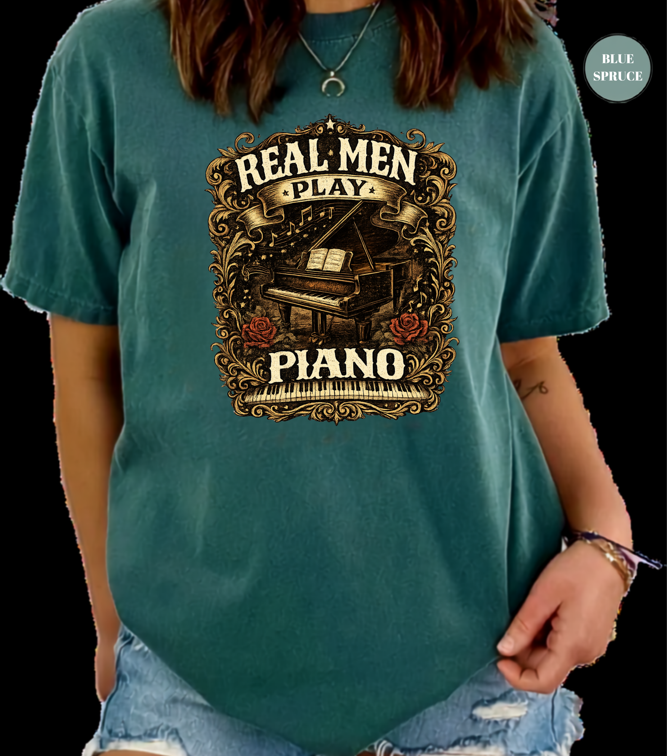 Real Men Play Piano T-Shirt | Funny Pianist Shirt | Vintage Piano Tee | Grand Piano Graphic Shirt | Classical Music Lover Gift | Musician Apparel