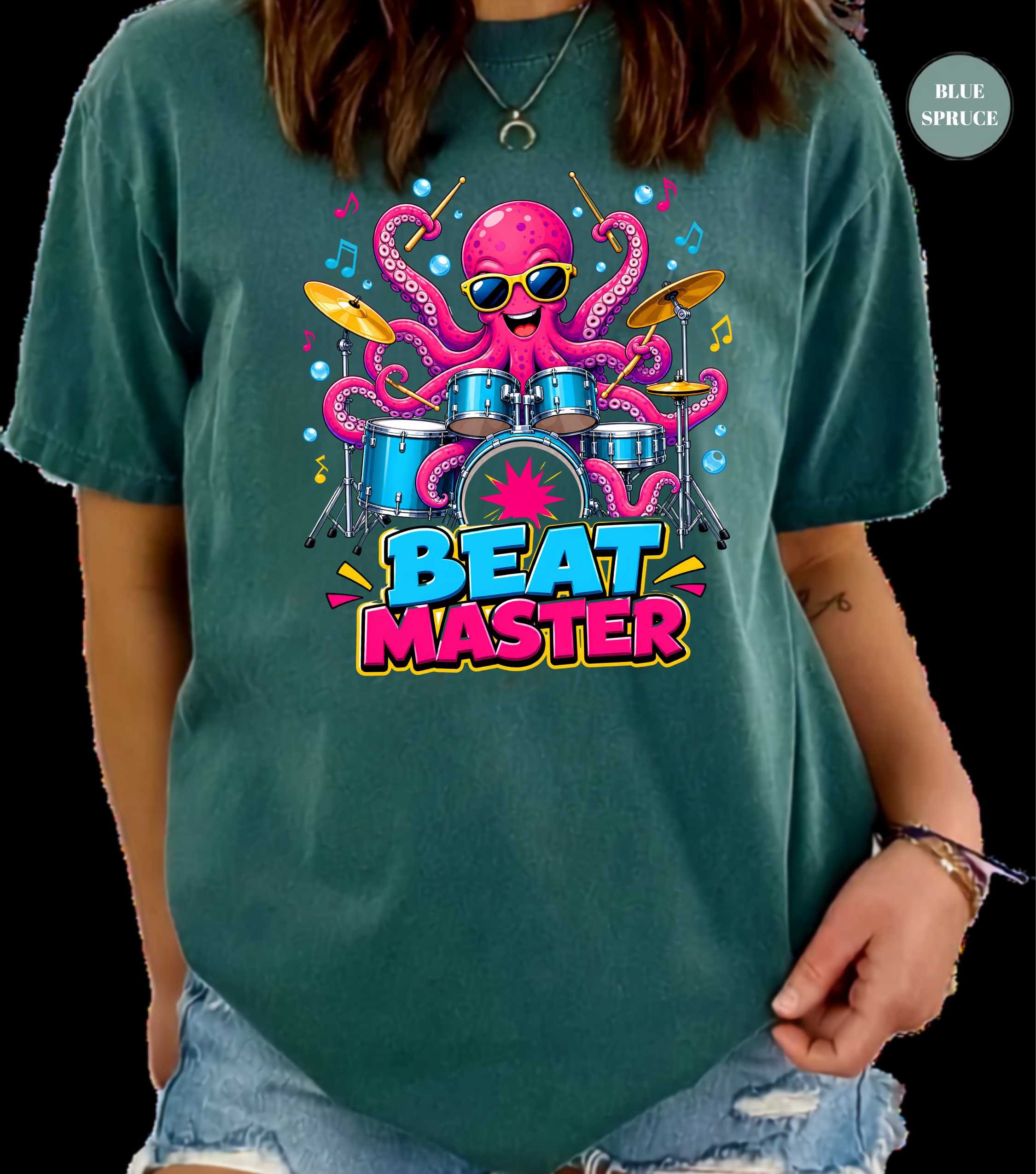 Beat Master Drummer Octopus T-Shirt | Funny Drum Player Tee | Drummer Graphic Shirt | Music Lover Gift | Cute Octopus Drum Set Tee | Unisex Music Apparel