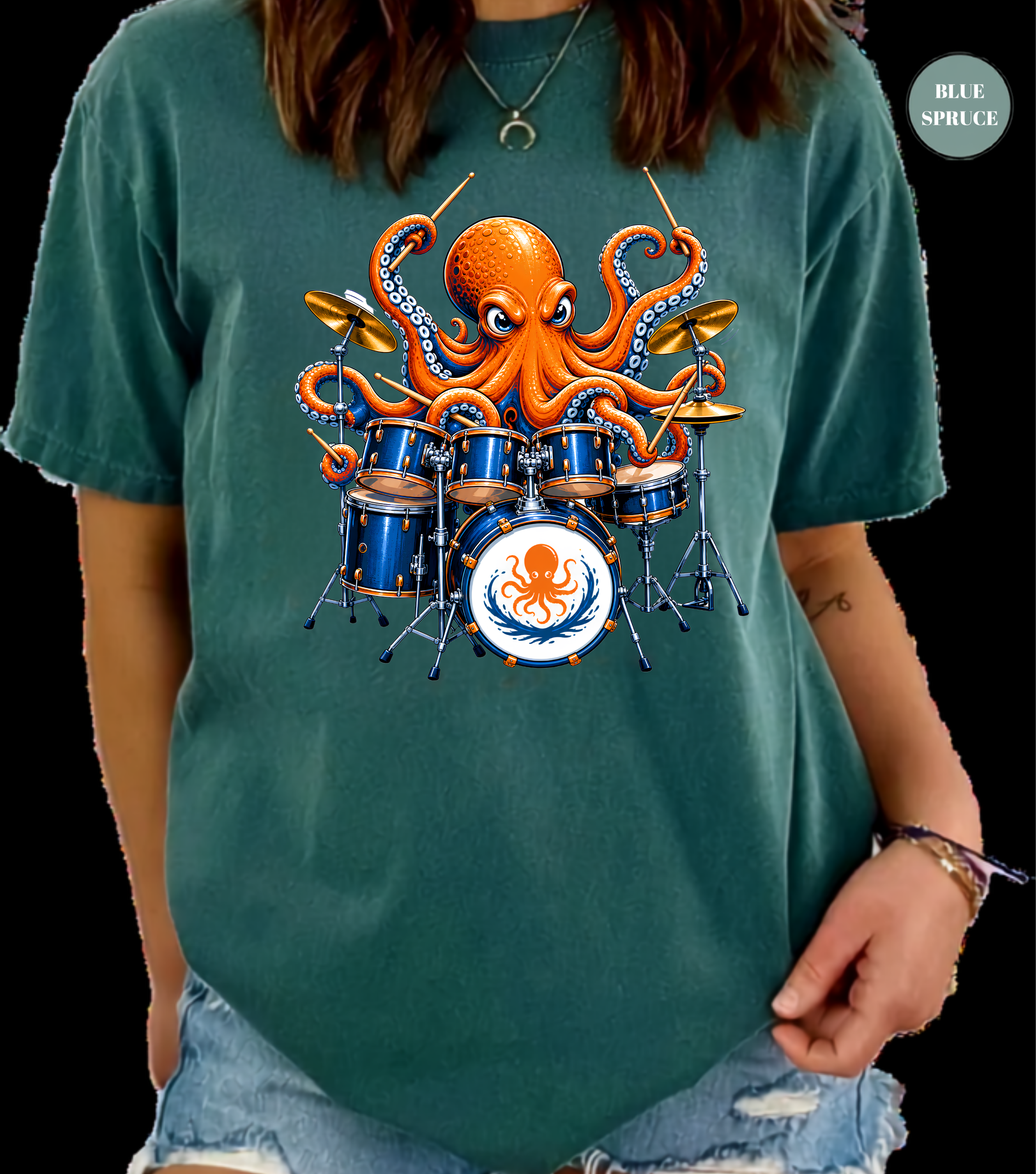 Funny Octopus Drummer T-Shirt | Drumming Octopus Graphic Tee | Cute Drum Player Shirt | Music Lover Gift | Drummer Apparel | Marine Animal Shirt