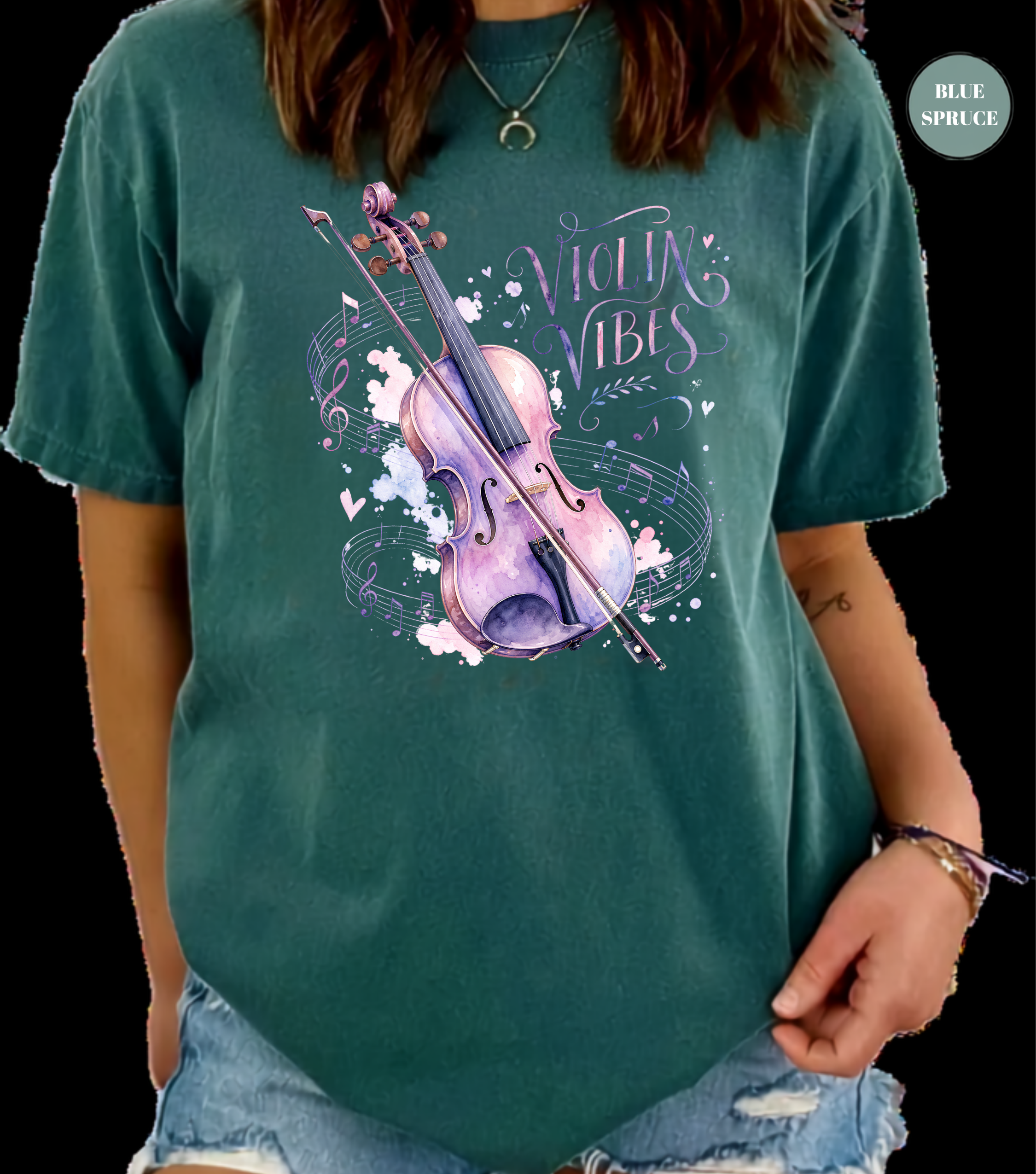 Violin Vibes T-Shirt | Watercolor Violin Graphic Tee for Violinists, Orchestra Musicians & Music Lovers