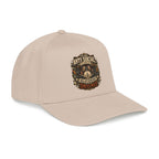 A light beige baseball cap with a graphic on the front that reads 'ANTI SOCIAL DRINKS' in a vintage badge design, shown on a plain white background.
