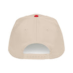 Beige cap with 'daily bloom' text on a white background