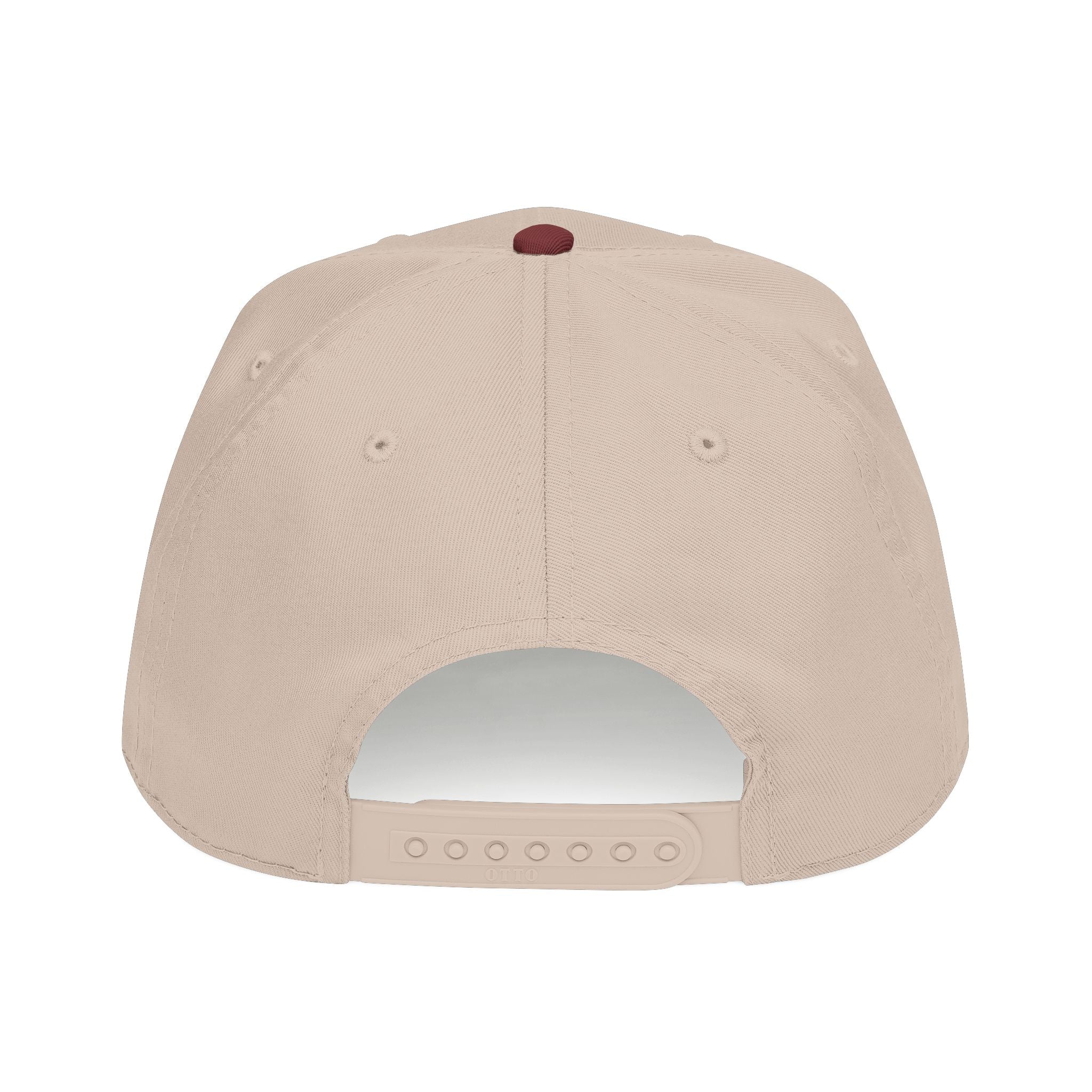 Beige cap with a blue button on a white background
