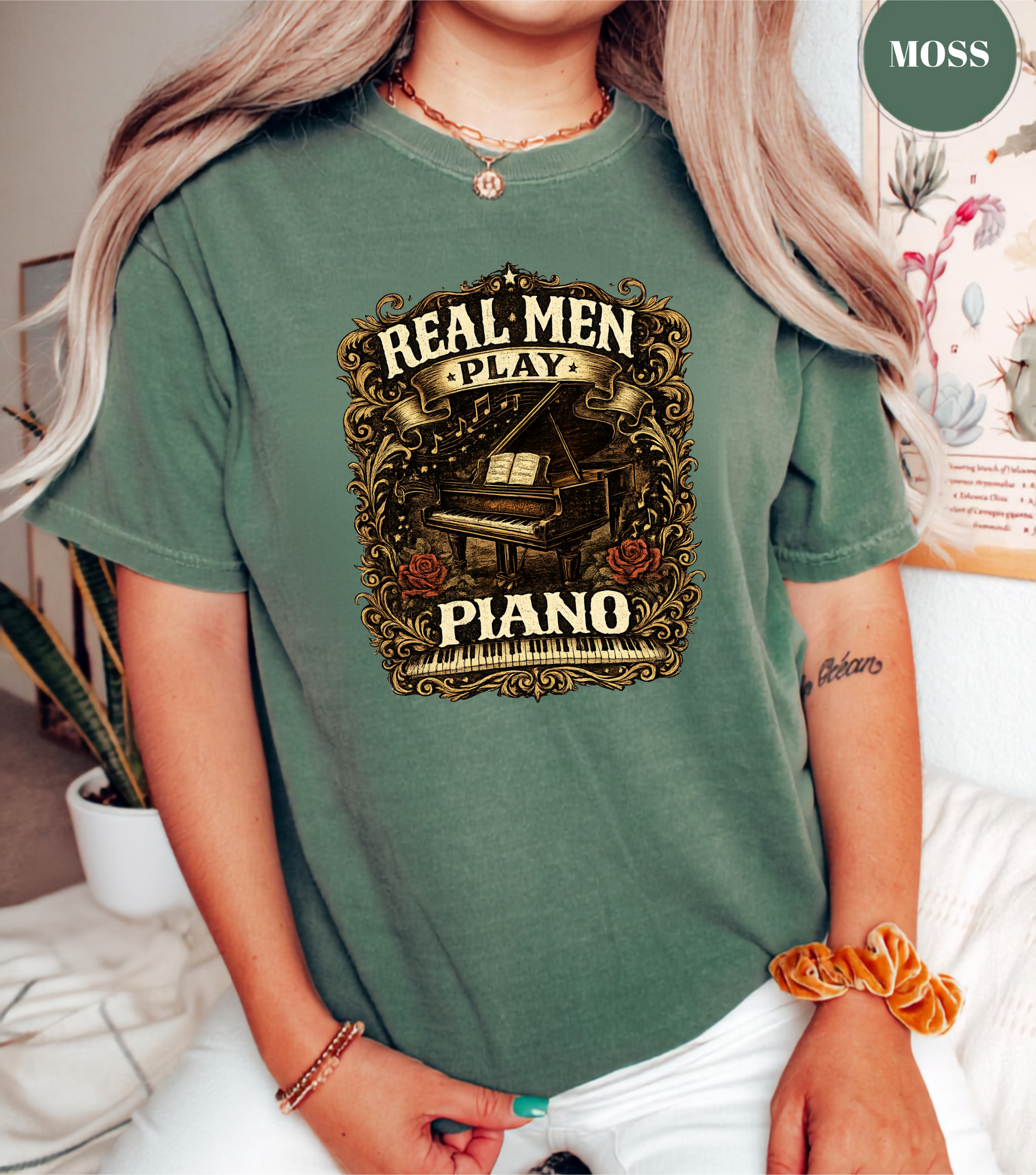 Real Men Play Piano T-Shirt | Funny Pianist Shirt | Vintage Piano Tee | Grand Piano Graphic Shirt | Classical Music Lover Gift | Musician Apparel