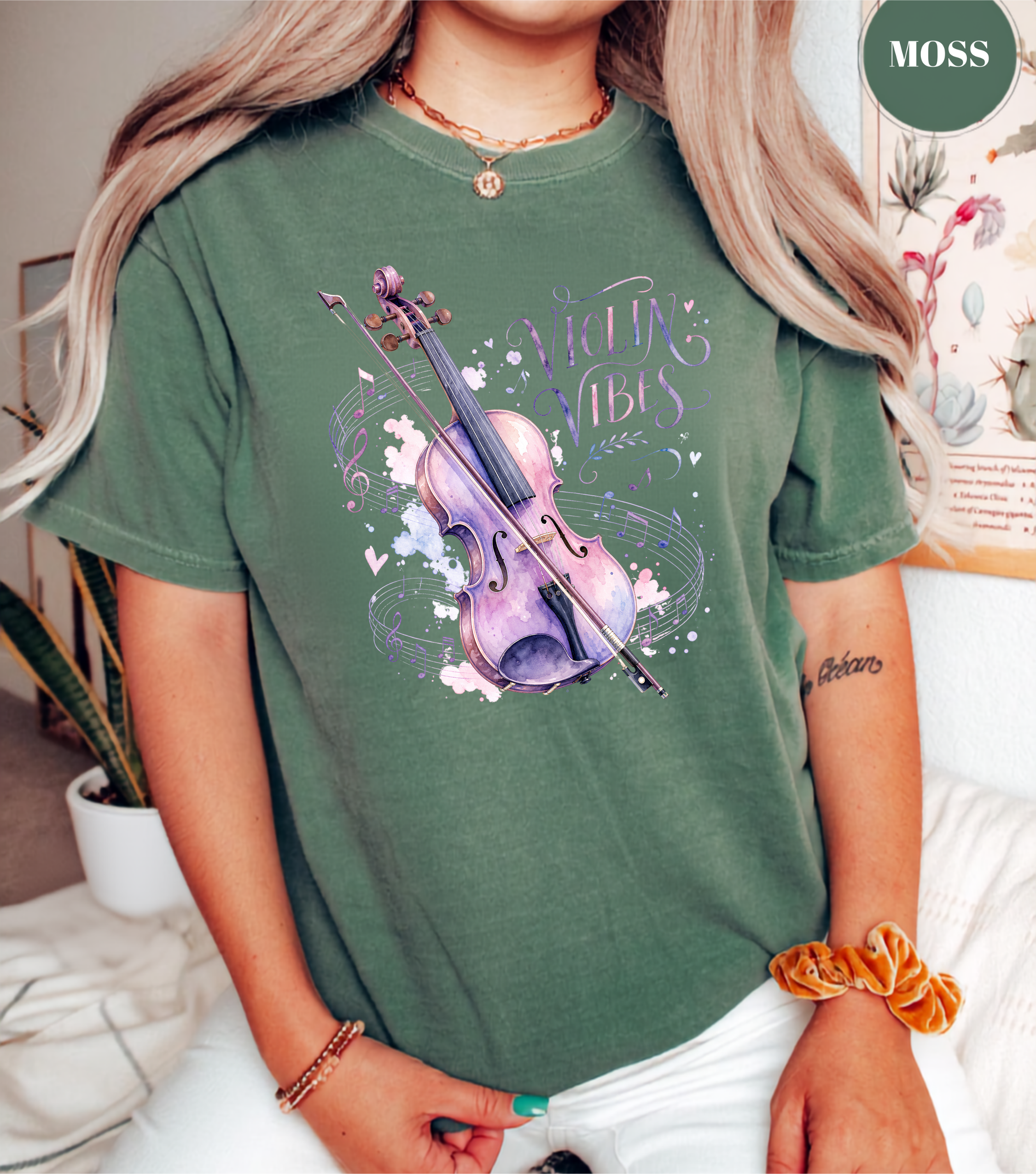 Violin Vibes T-Shirt | Watercolor Violin Graphic Tee for Violinists, Orchestra Musicians & Music Lovers