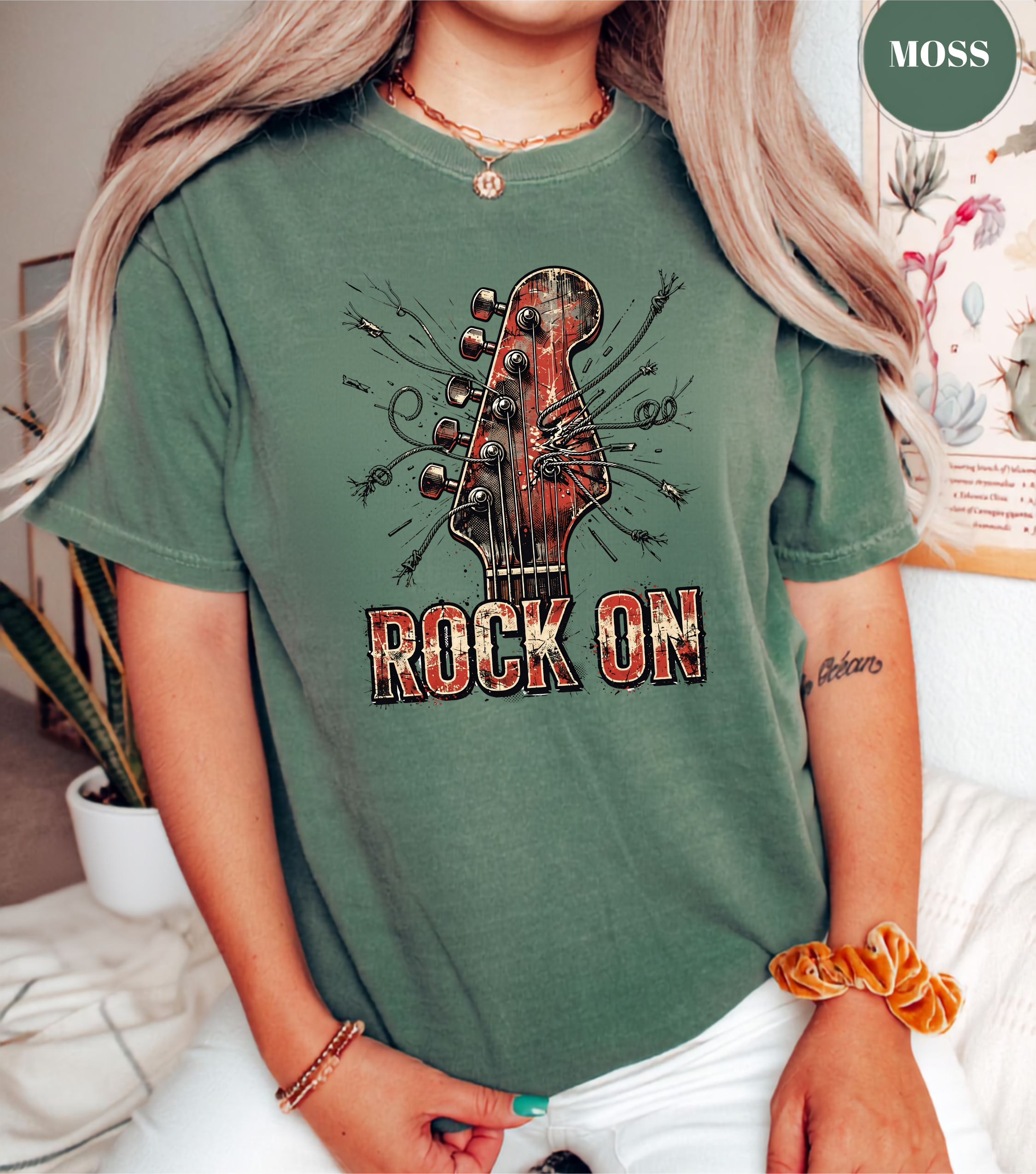 Rock On Guitar T-Shirt | Vintage Rock Music Tee | Guitar Player Shirt | Music Lover Graphic Tee | Rock Band Shirt | Musician Gift for Men & Women