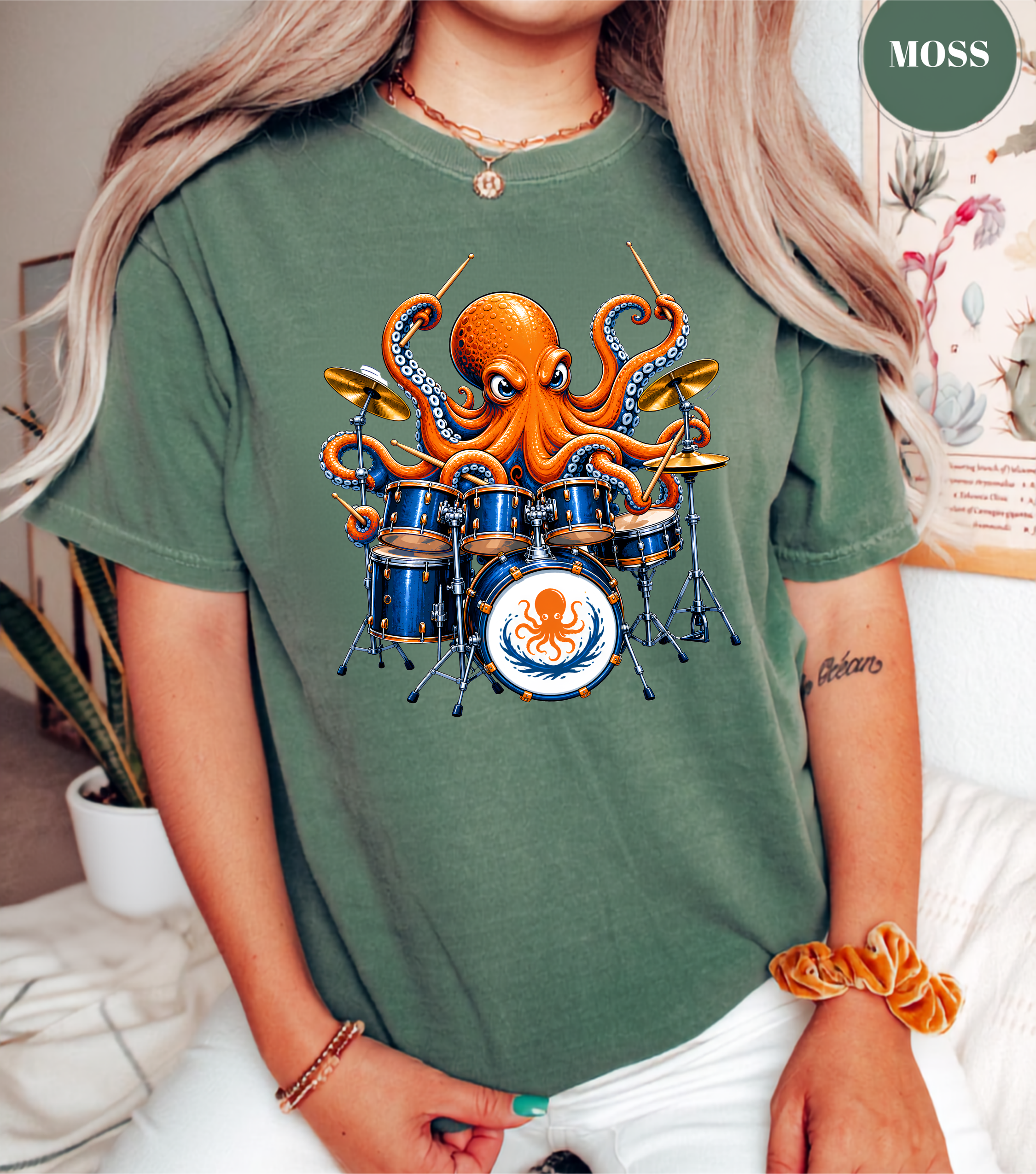 Funny Octopus Drummer T-Shirt | Drumming Octopus Graphic Tee | Cute Drum Player Shirt | Music Lover Gift | Drummer Apparel | Marine Animal Shirt