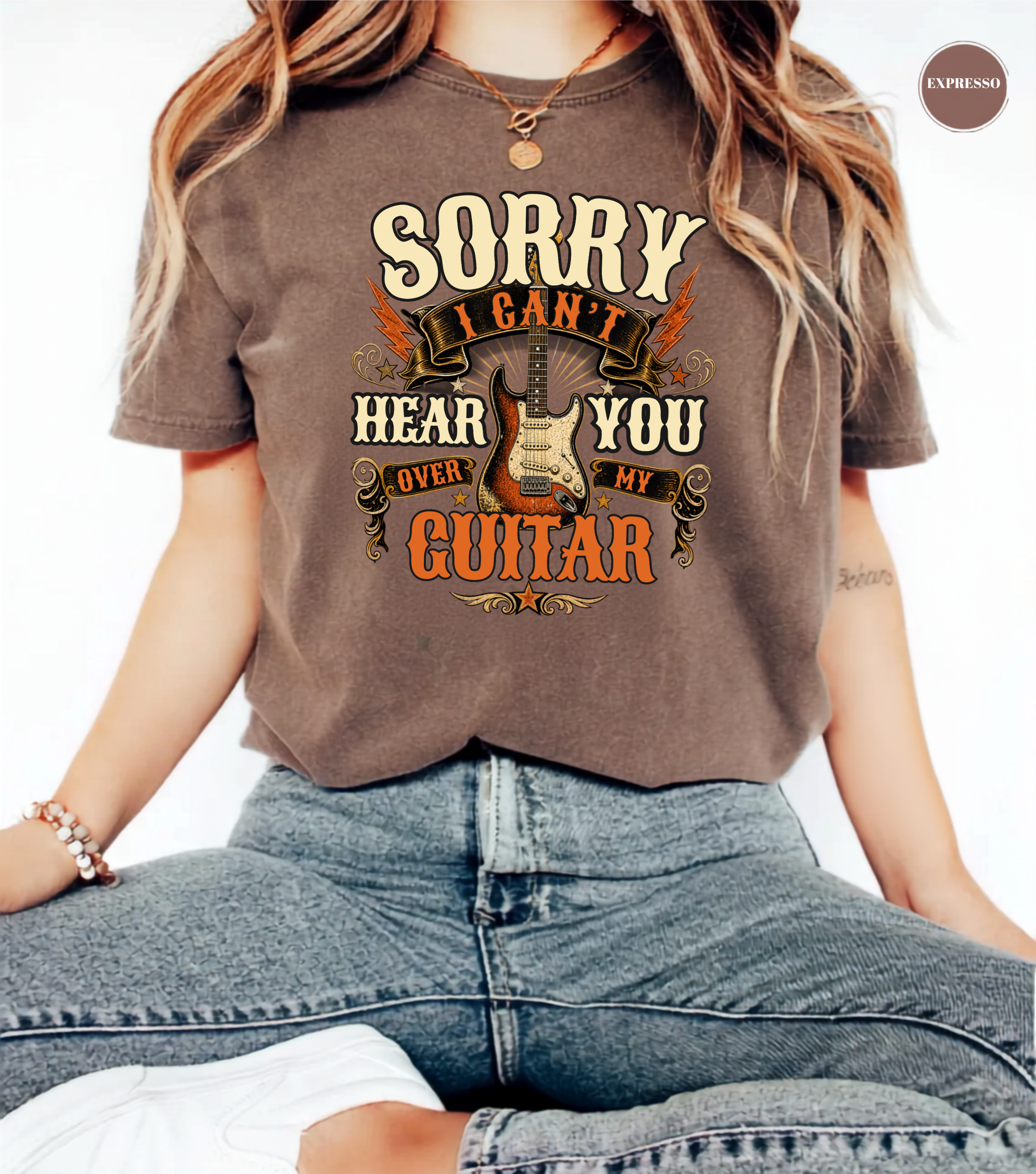 Sorry I Can't Hear You Over My Guitar Shirt | Funny Guitar Player T-Shirt | Vintage Guitar Tee | Rock Music Shirt | Guitarist Gift | Music Lover Apparel