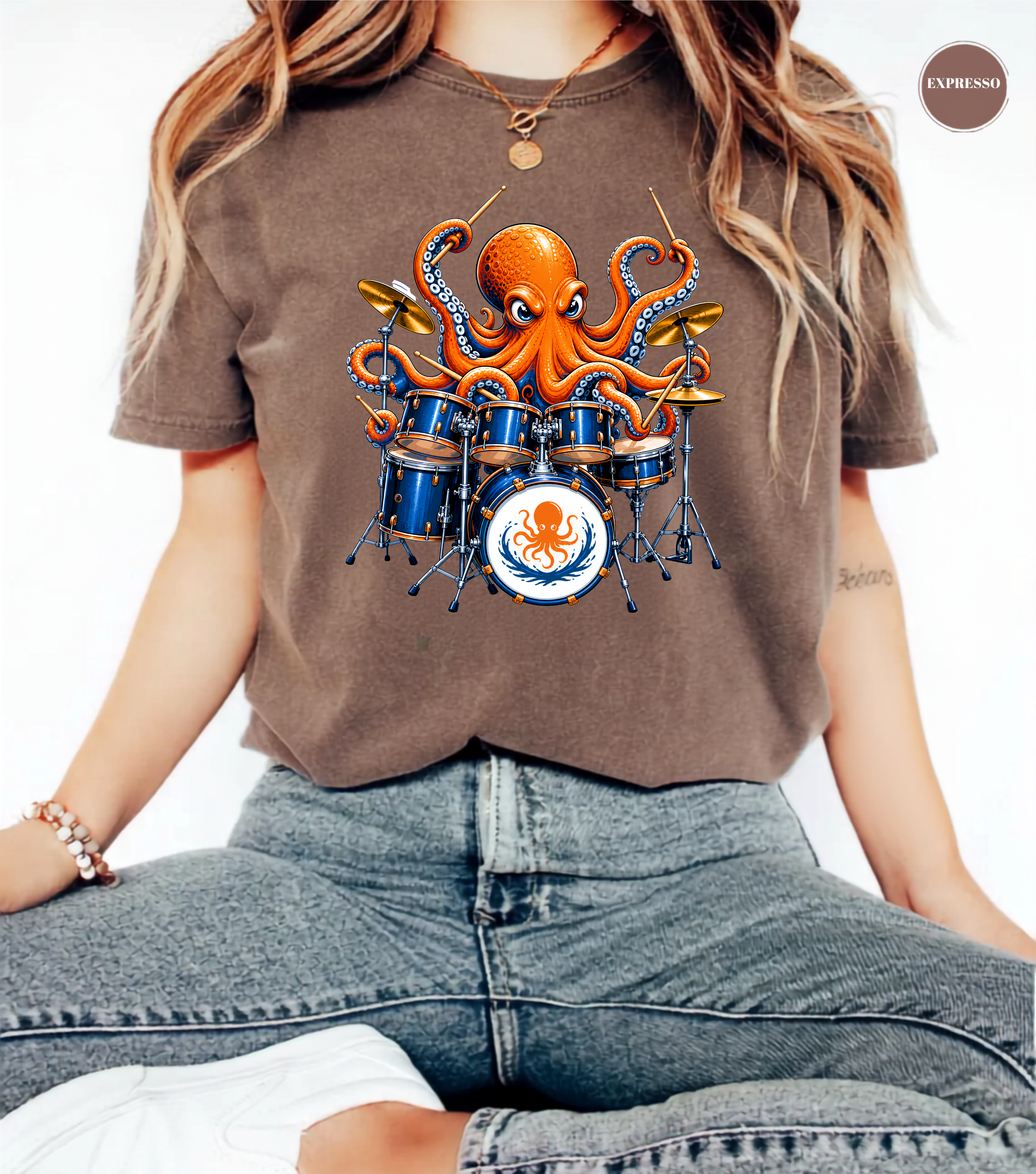 Funny Octopus Drummer T-Shirt | Drumming Octopus Graphic Tee | Cute Drum Player Shirt | Music Lover Gift | Drummer Apparel | Marine Animal Shirt
