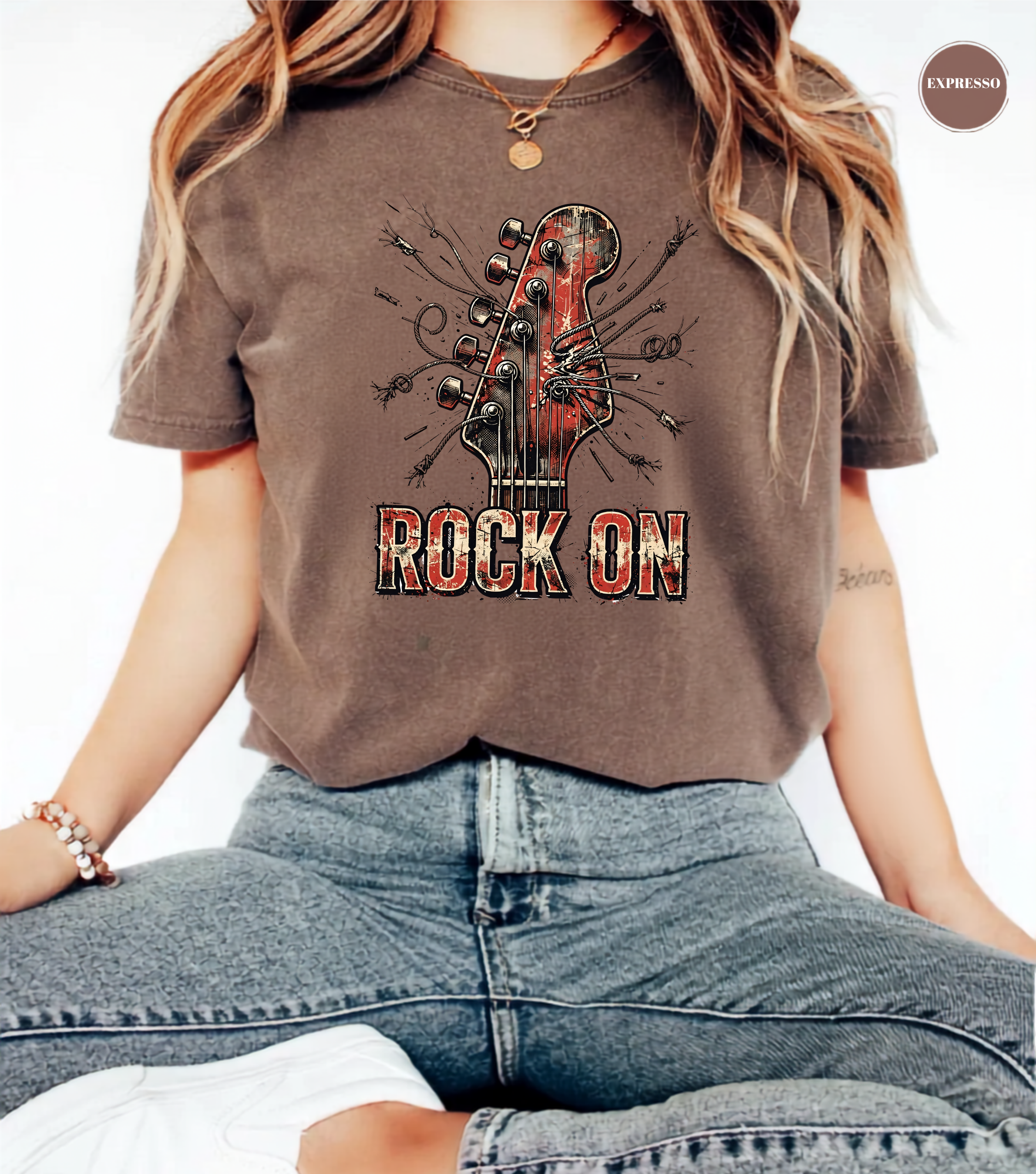 Rock On Guitar T-Shirt | Vintage Rock Music Tee | Guitar Player Shirt | Music Lover Graphic Tee | Rock Band Shirt | Musician Gift for Men & Women