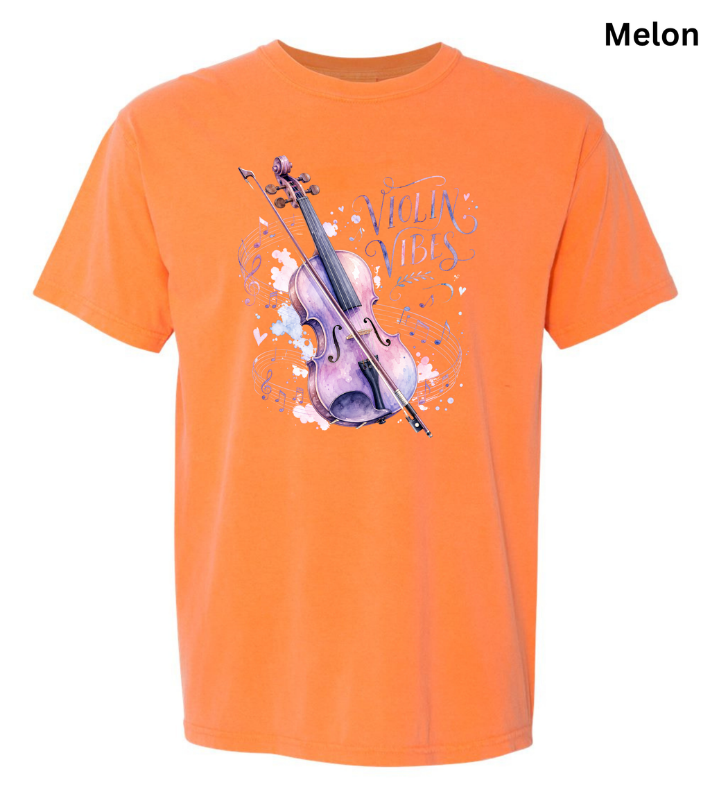 Violin Vibes T-Shirt | Watercolor Violin Graphic Tee for Violinists, Orchestra Musicians & Music Lovers