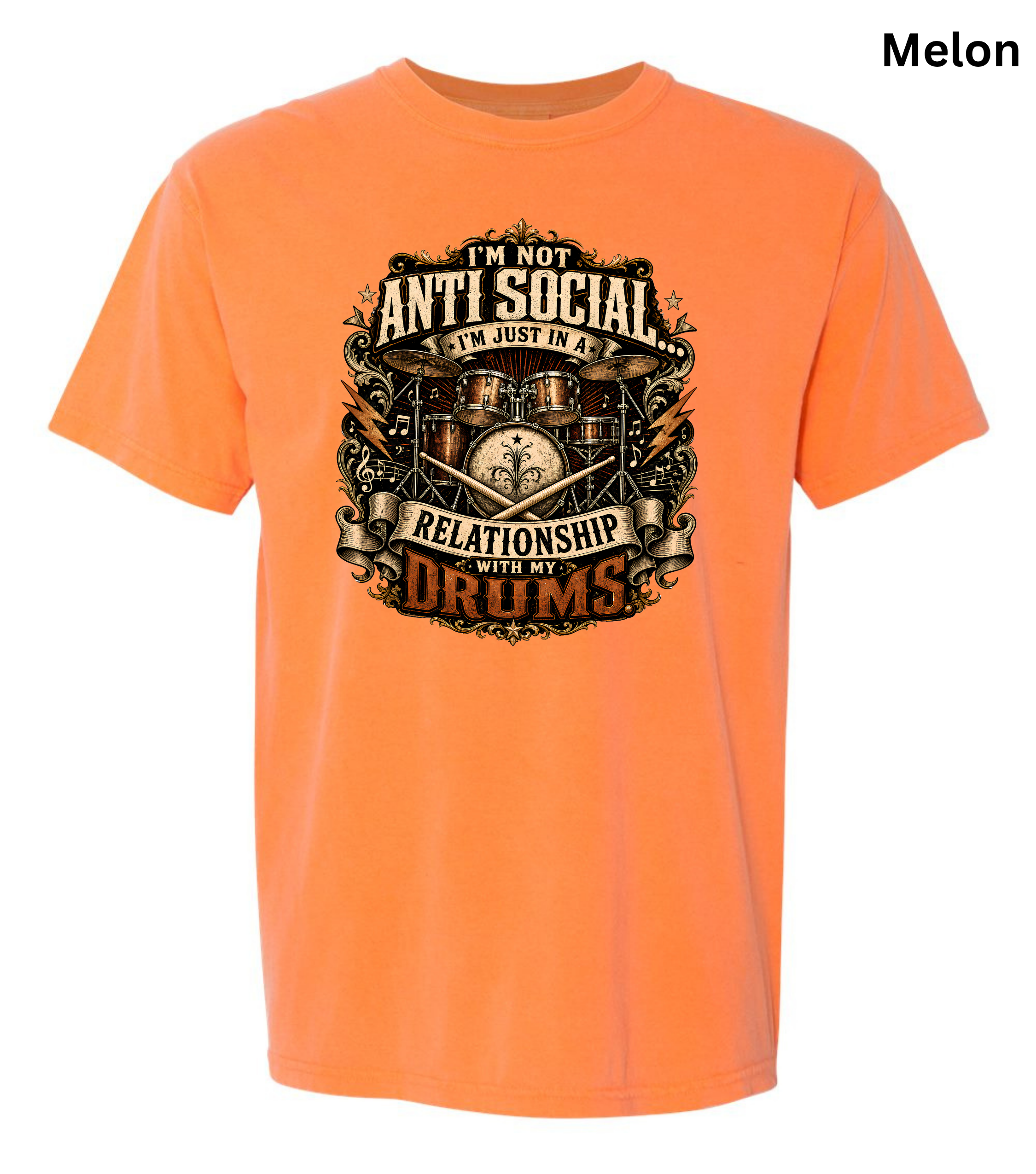 I'm Not Anti Social I'm Just in a Relationship With My Drums T-Shirt | Funny Drummer Shirt | Vintage Drum Set Tee | Drummer Gift | Musician Apparel