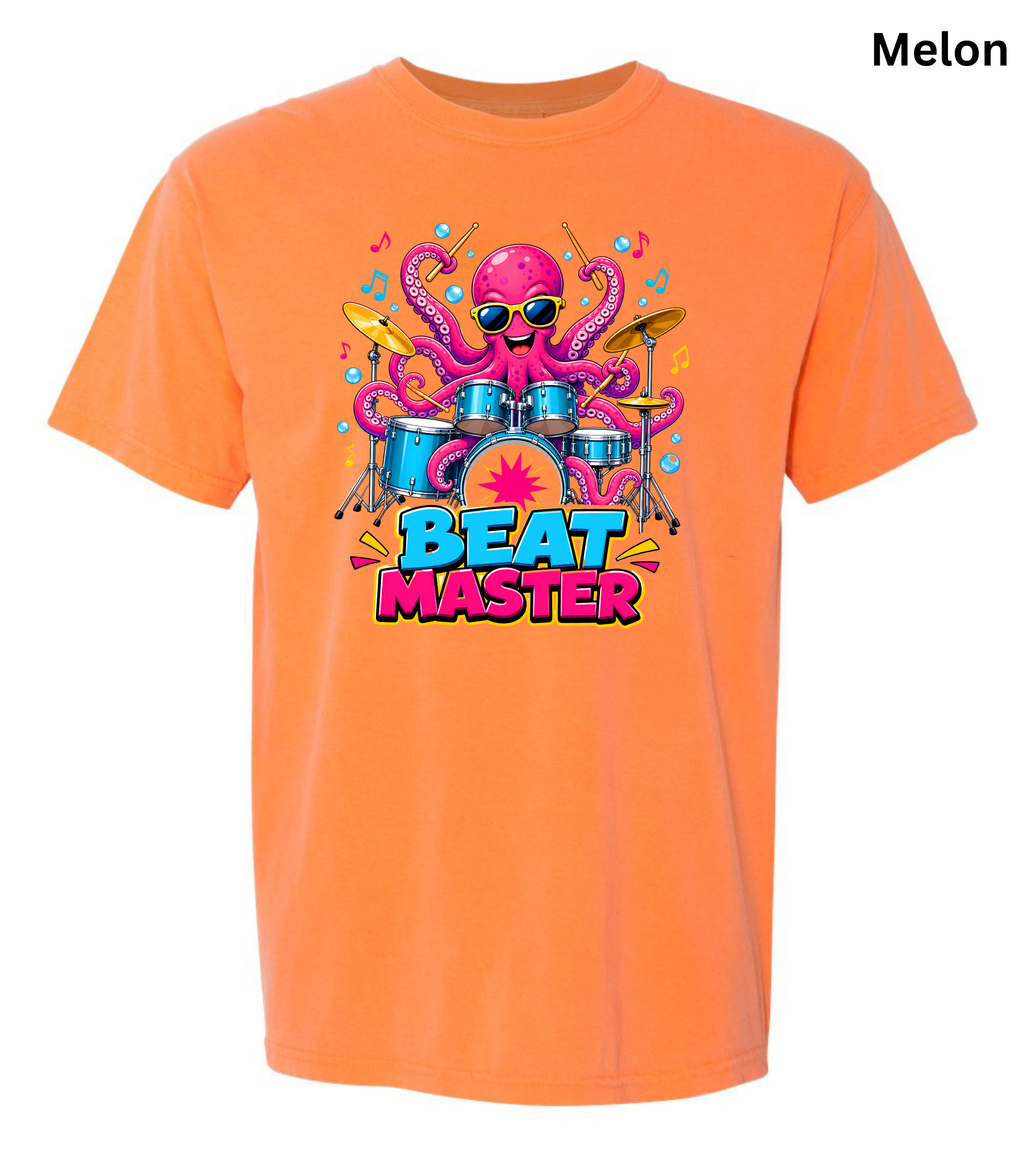 Beat Master Drummer Octopus T-Shirt | Funny Drum Player Tee | Drummer Graphic Shirt | Music Lover Gift | Cute Octopus Drum Set Tee | Unisex Music Apparel