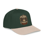 A dark green and beige baseball cap with a graphic on the front that reads 'ANTI SOCIAL DRUGS' in a distressed vintage style, shown on a plain white background.