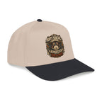 Beige and green cap with a patch on a white background