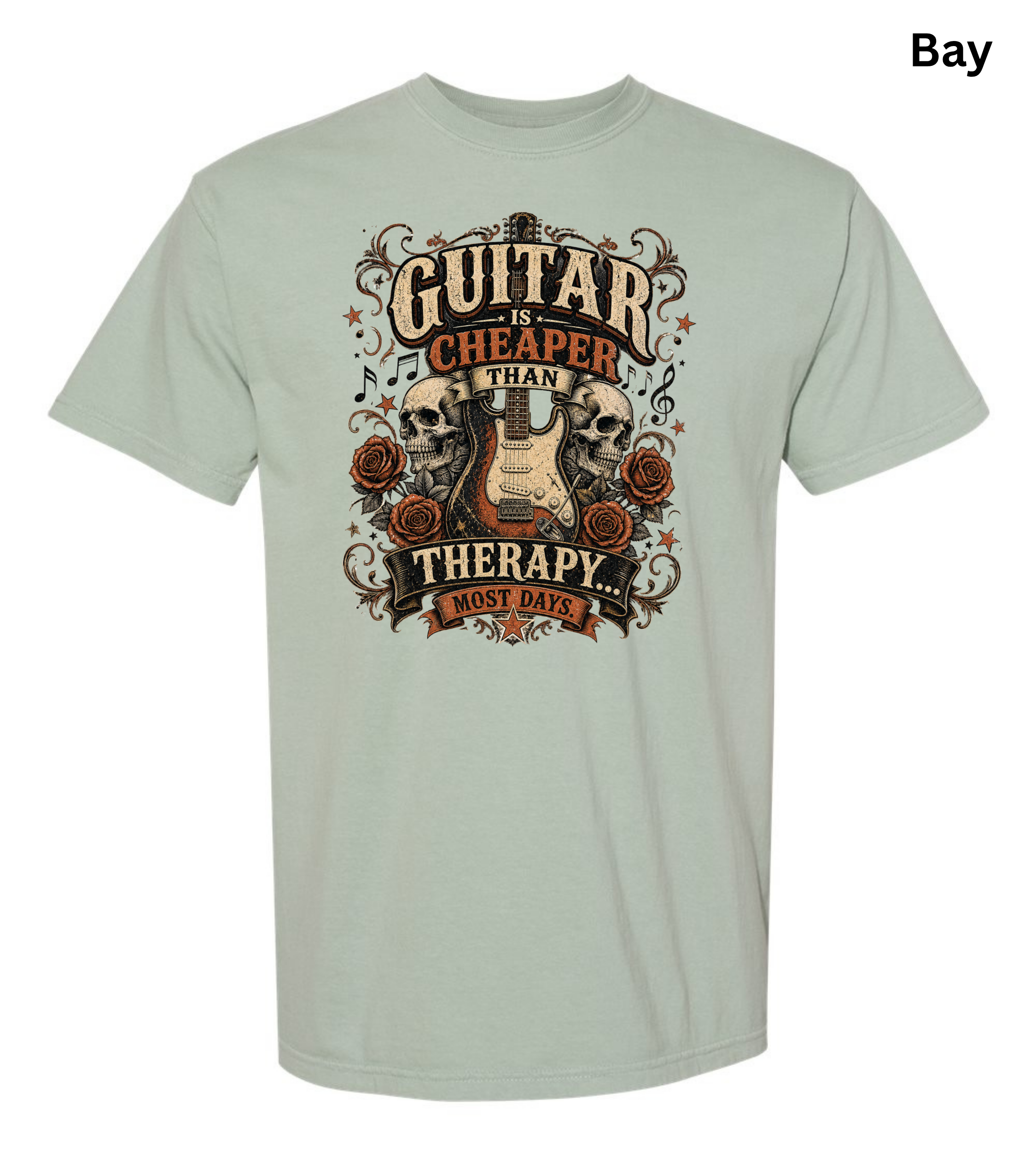 Guitar Is Cheaper Than Therapy Shirt | Funny Guitar Player T-Shirt | Vintage Guitar Tee | Rock Music Shirt | Guitarist Gift | Musician Graphic Tee