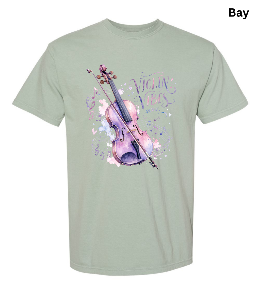 Violin Vibes T-Shirt | Watercolor Violin Graphic Tee for Violinists, Orchestra Musicians & Music Lovers