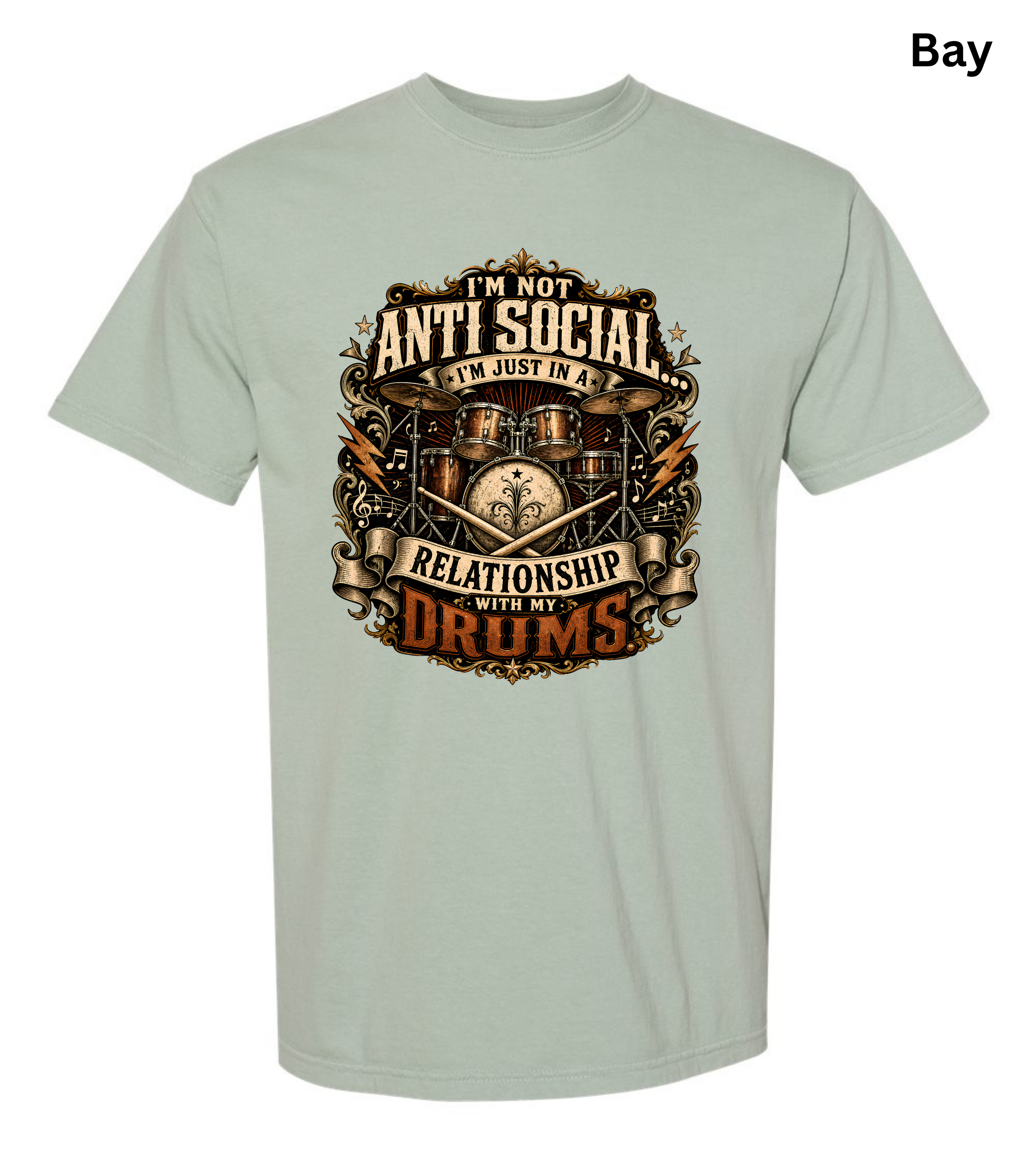 I'm Not Anti Social I'm Just in a Relationship With My Drums T-Shirt | Funny Drummer Shirt | Vintage Drum Set Tee | Drummer Gift | Musician Apparel